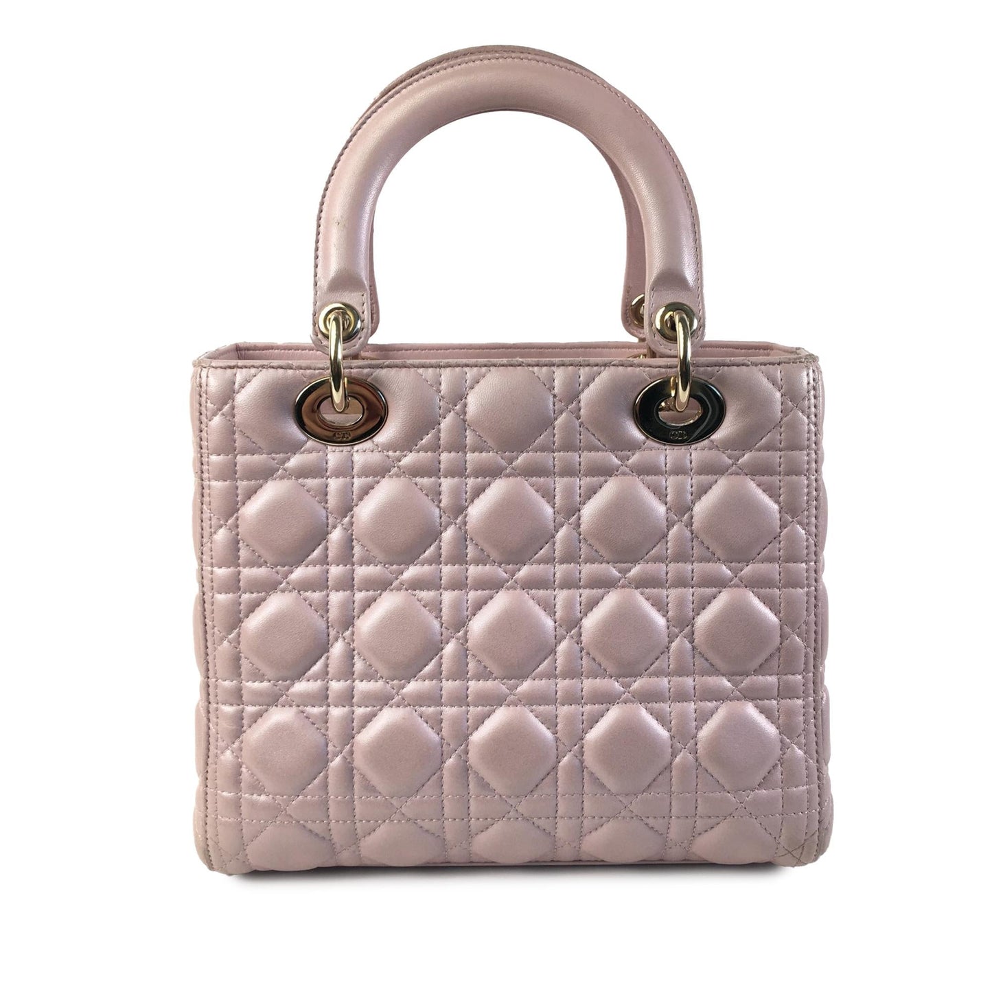 Dior Pearlescent Cannage Lady Satchel Bag Lambskin Medium Lady Dior 4