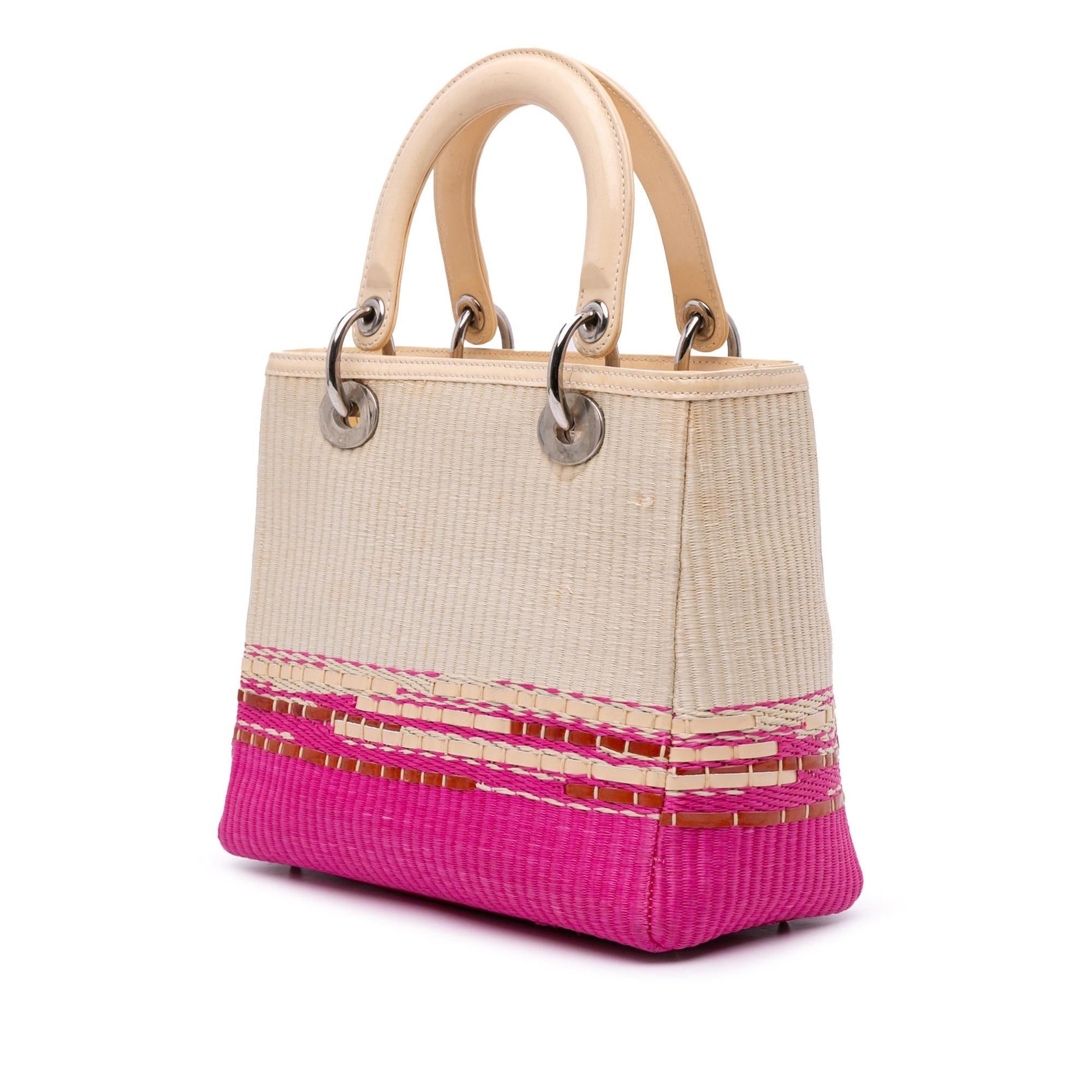Dior Lady Satchel Bag Raffia Medium