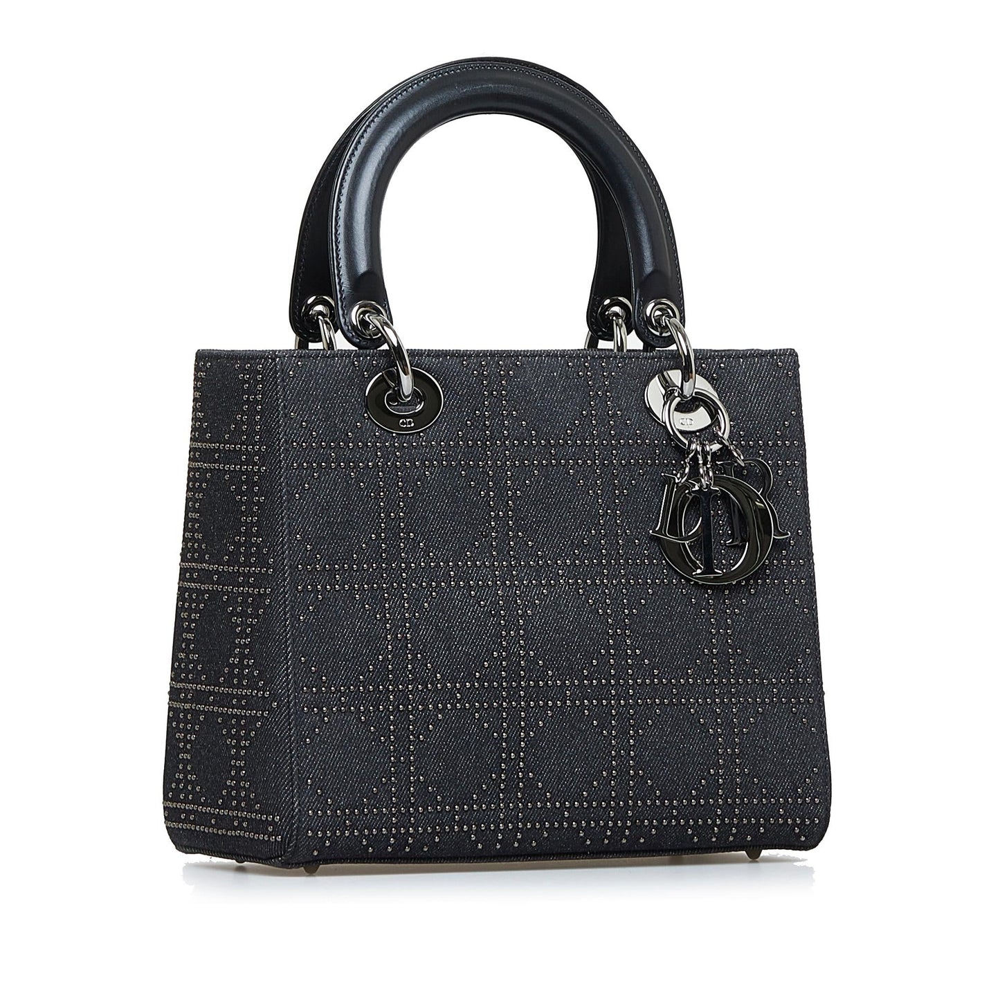 Dior Studded Lady Shg 8Pbyzn Satchel Bag Denim Medium