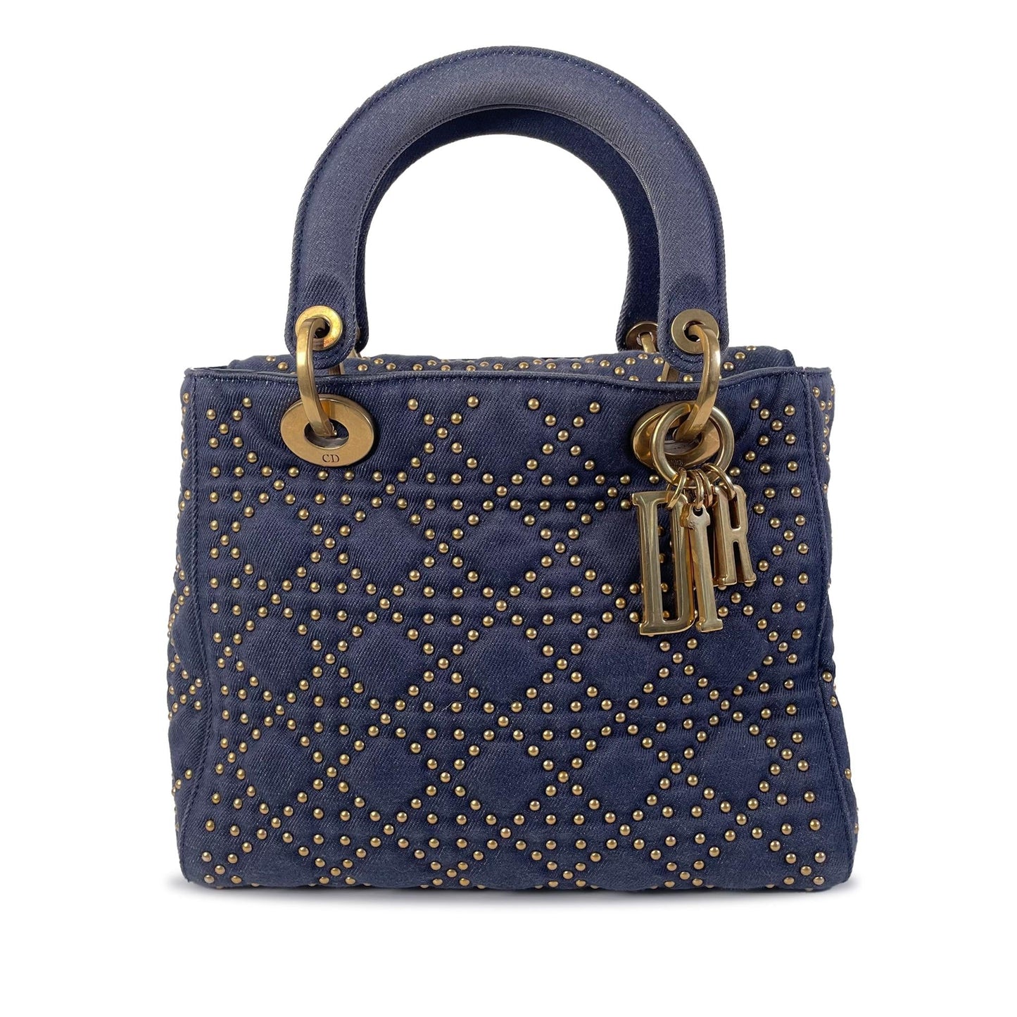 Dior Studded Supple Lady Shg Cnhn7T Satchel Bag Denim Medium