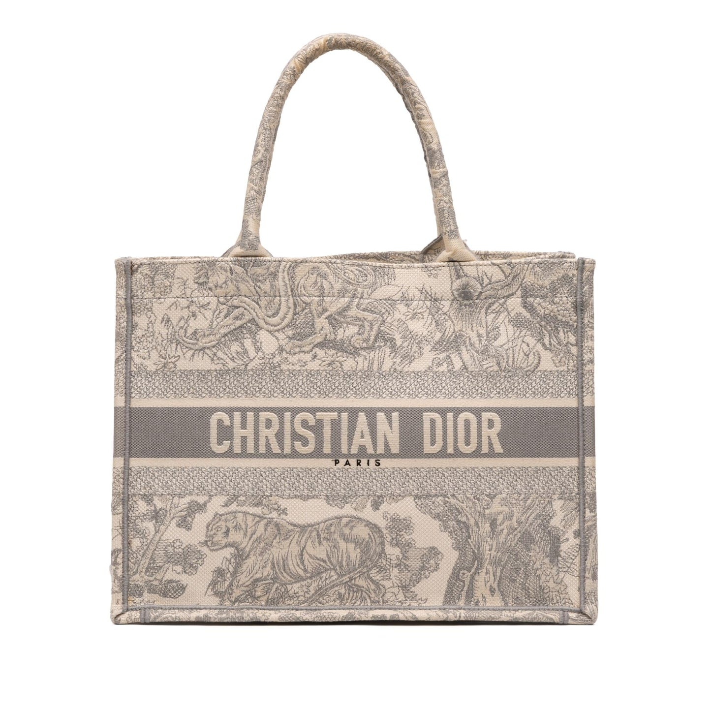 Dior Toile De Jouy Reverse Book Tote Canvas Medium Embroidered Tote Bag