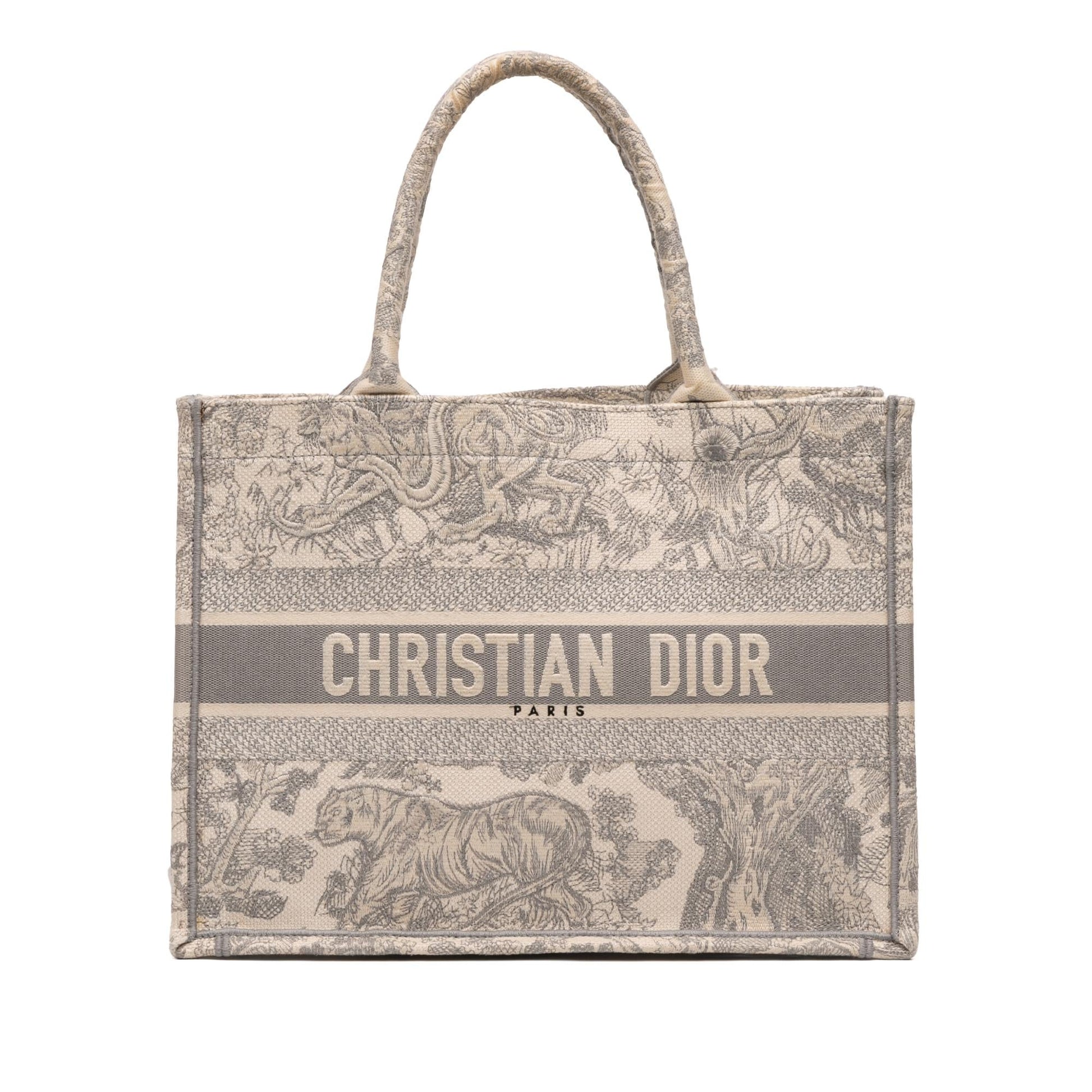 Dior Toile De Jouy Reverse Book Tote Canvas Medium Embroidered Tote Bag