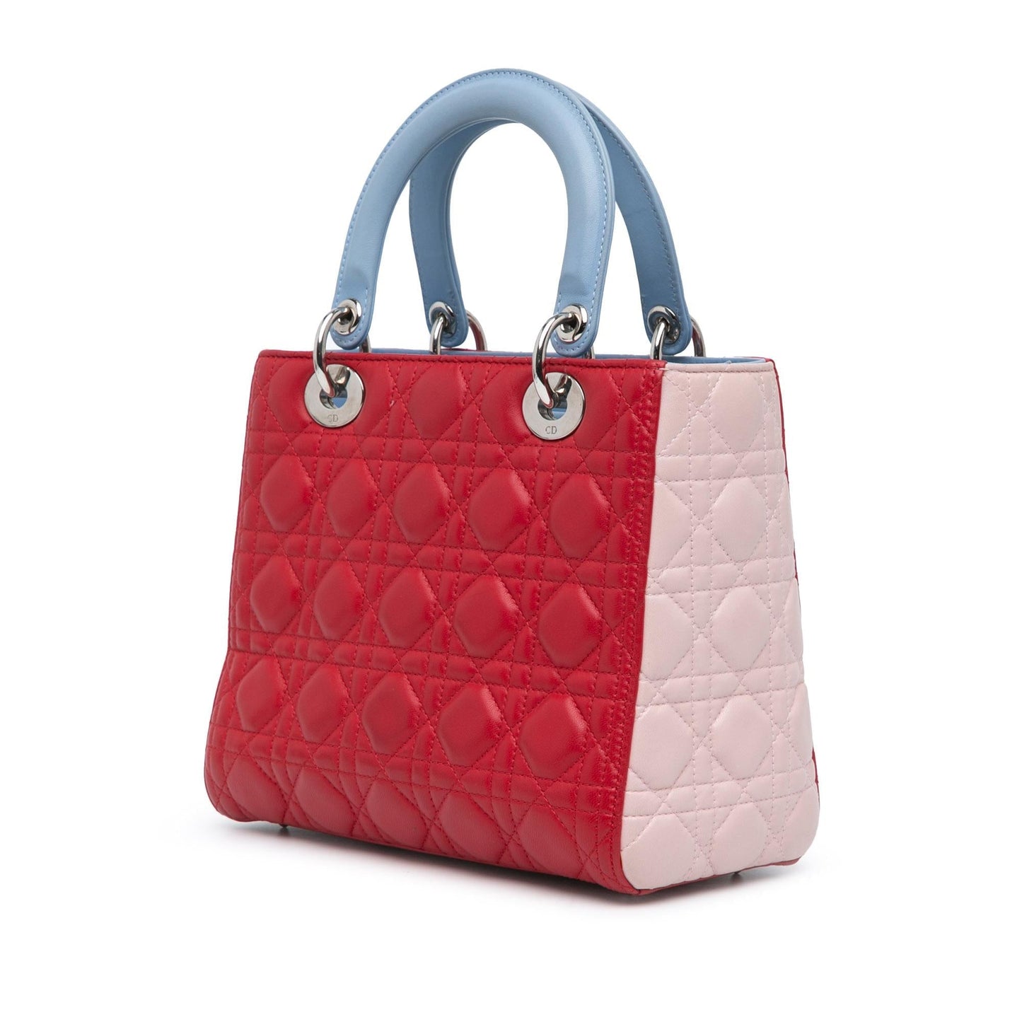 Dior Tricolor Cannage Lady Satchel Bag Lambskin Medium