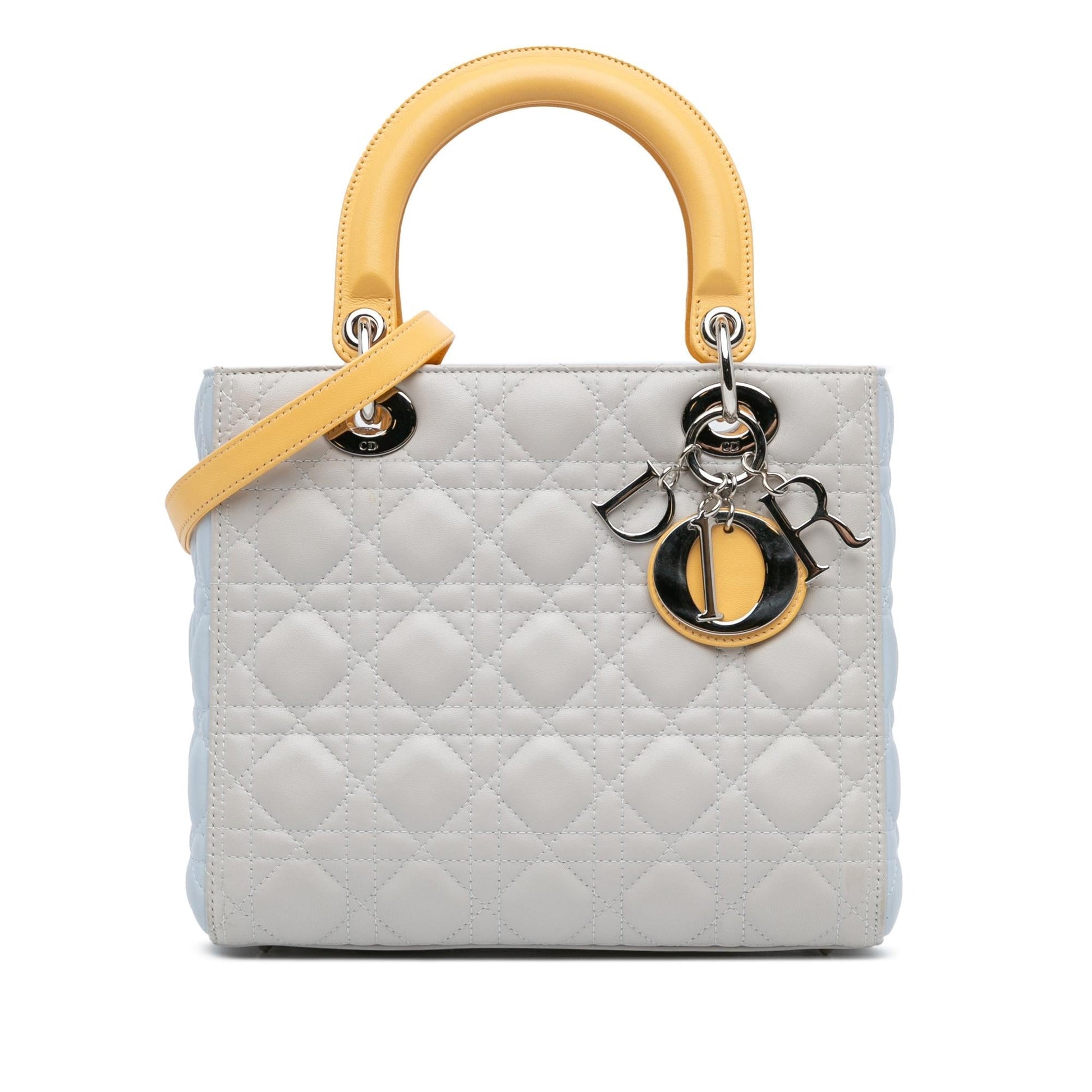 Dior Tricolor Cannage Lady Satchel Bag Lambskin Medium Dior Shg Fdr0Yv