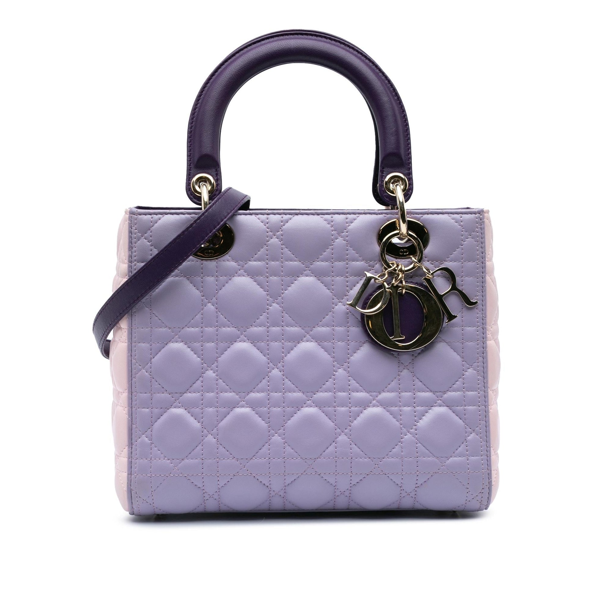 Dior Tricolor Cannage Lady Satchel Bag Lambskin Medium Lady Dior 1