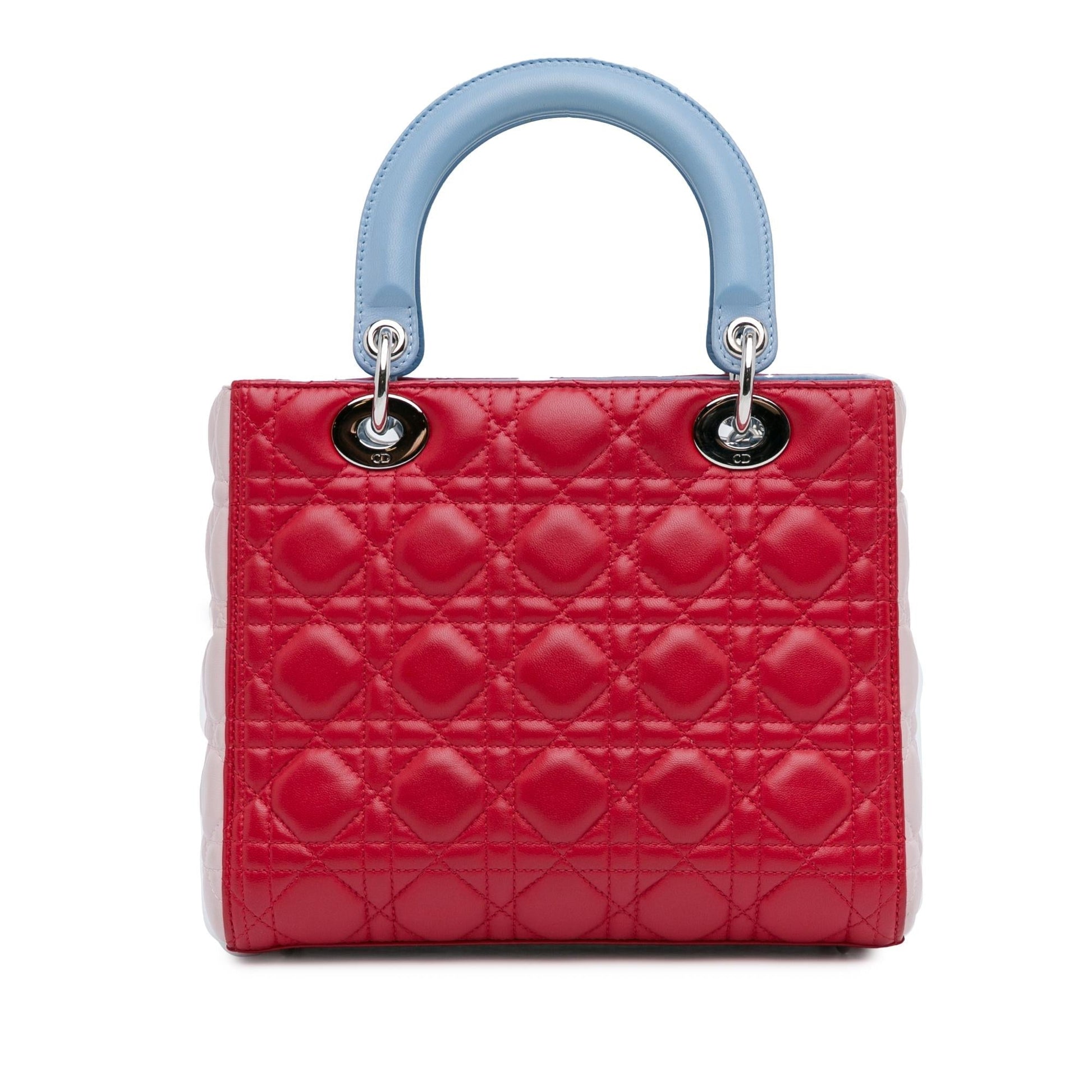 Dior Tricolor Cannage Lady Satchel Bag Lambskin Medium Lady Dior 9