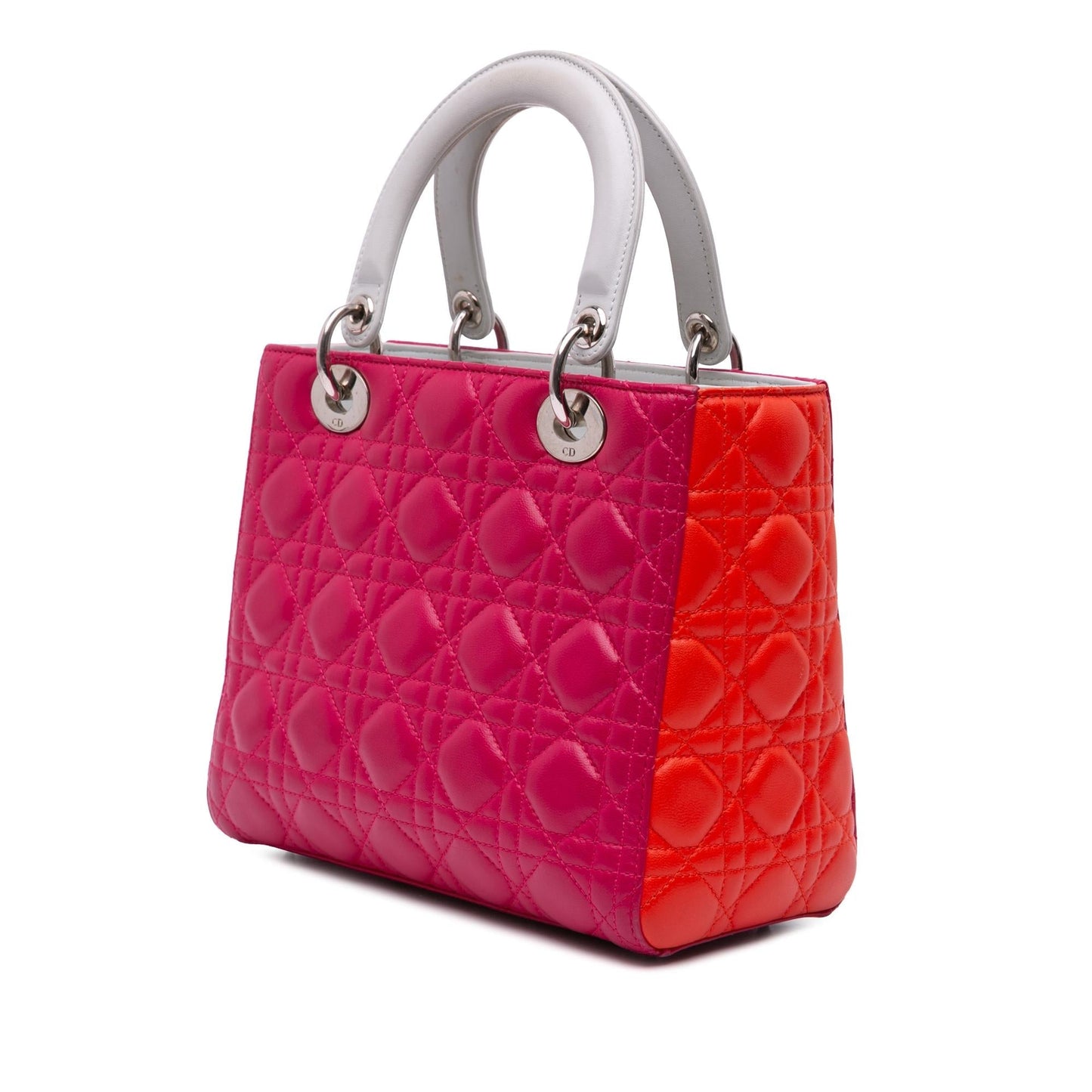 Dior Tricolor Cannage Lady Satchel Bag Lambskin Medium Lady Dior 12