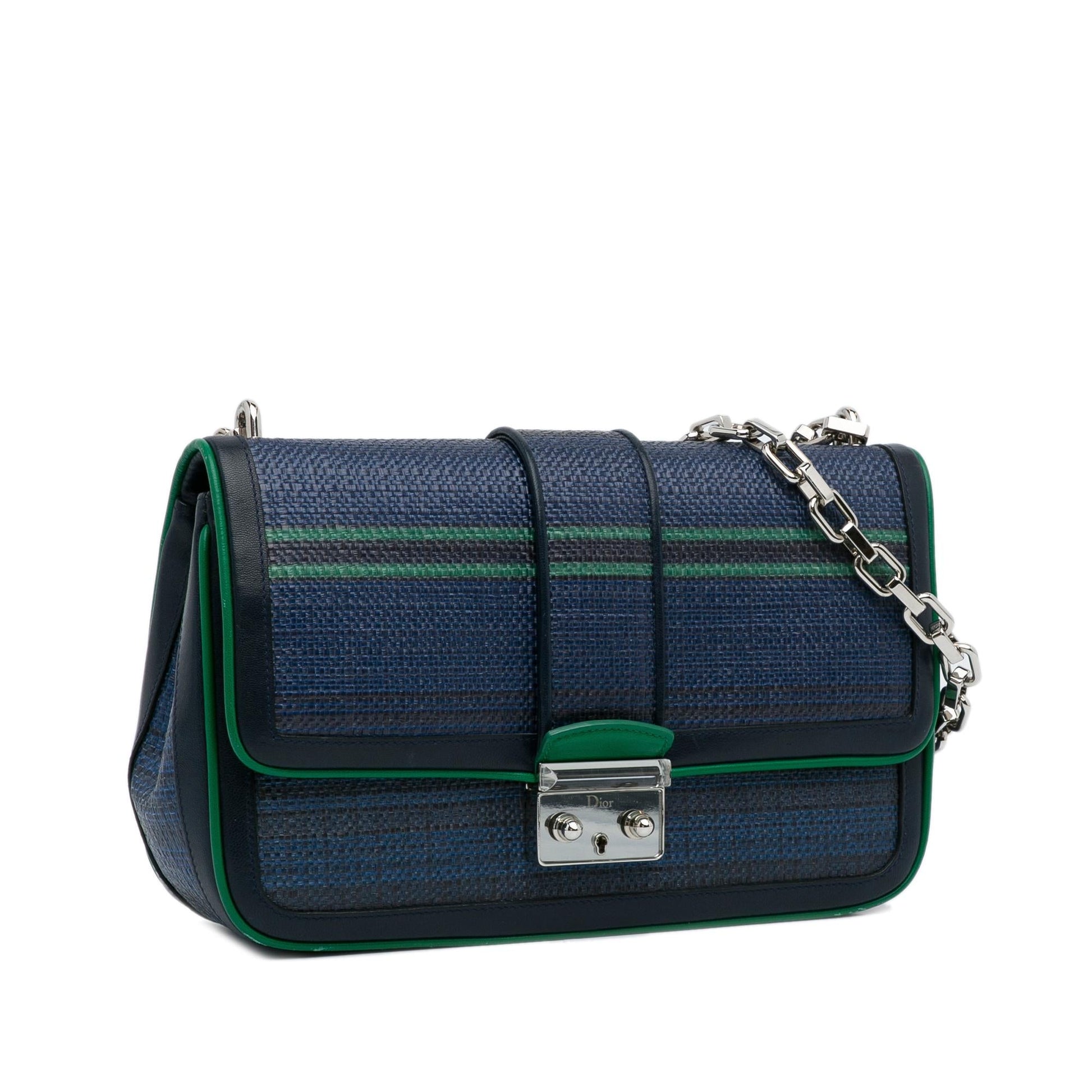 Dior Tricolor Miss Bag Shg F8E2Uq Raffia Medium Flap Crossbody Bag