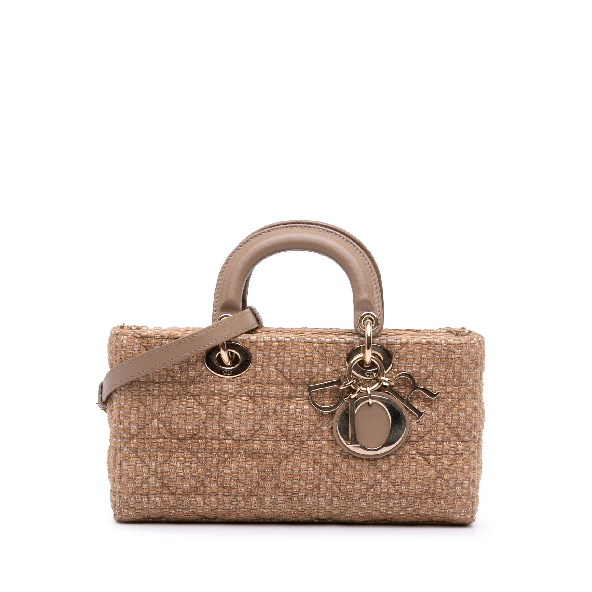 Dior Tweed Cannage Lady Joy Satchel Bag Medium