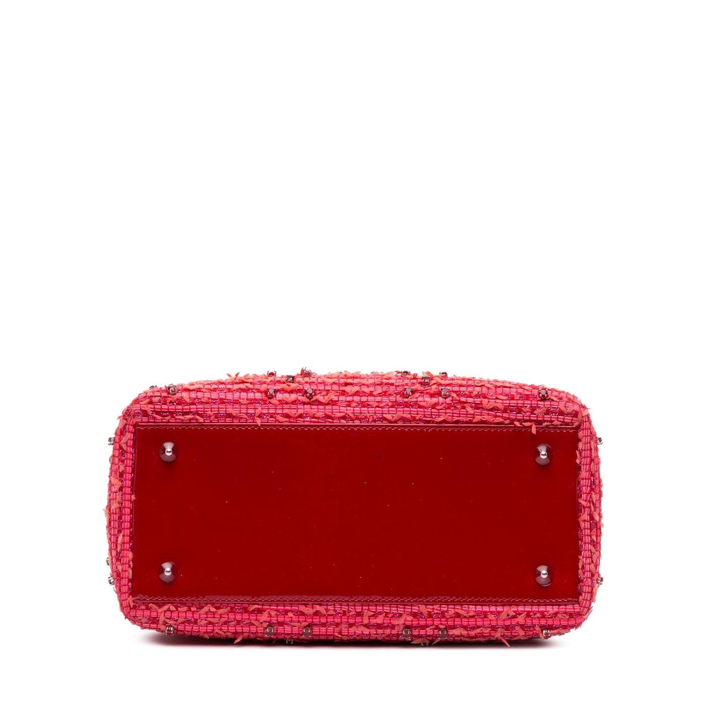 Dior Tweed Fringe Rhinestone Lady Satchel Bag Medium Lady Dior 1