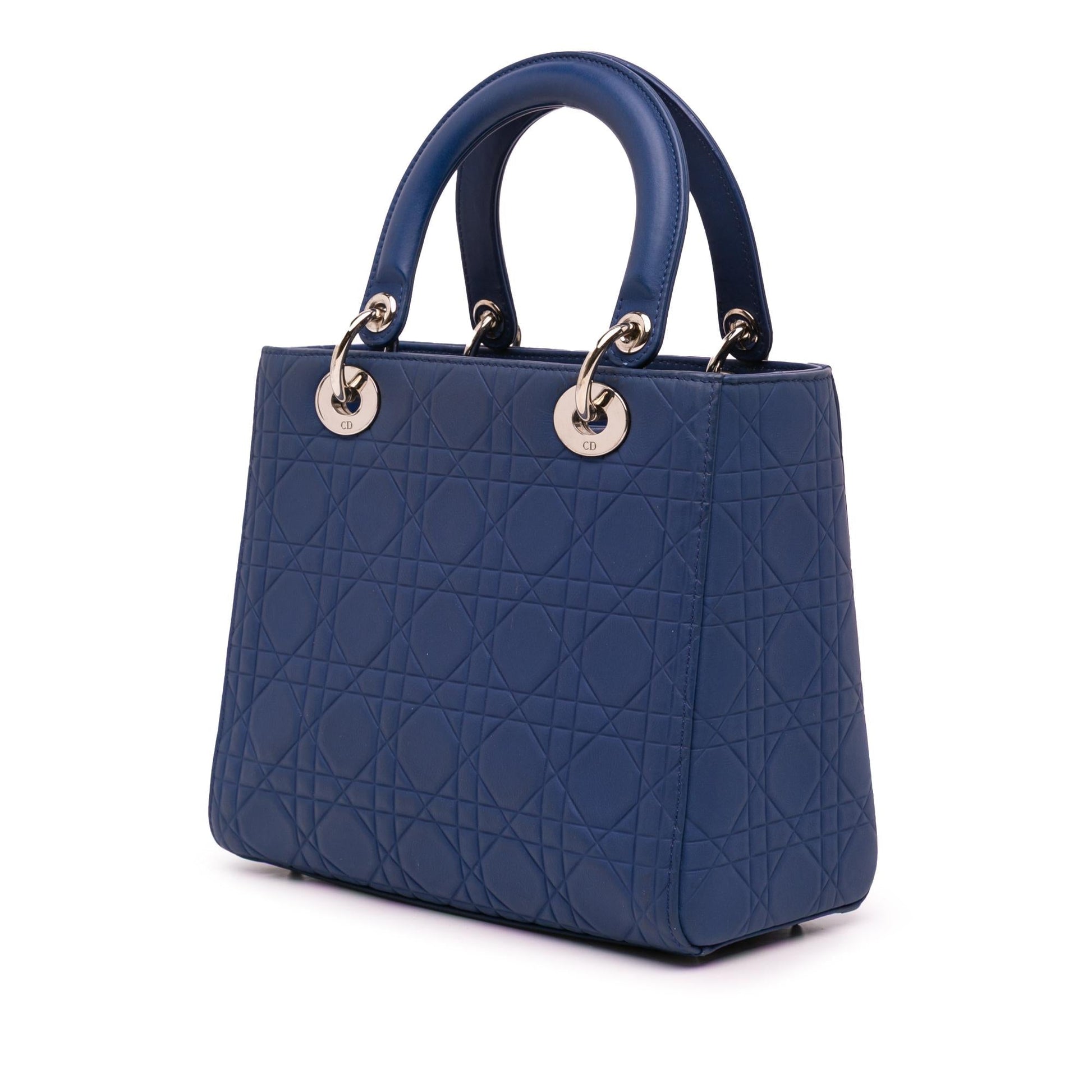 Dior Ultra Matte Calfskin Cannage Lady Satchel Bag Medium Embossed Cannage Lady Dior