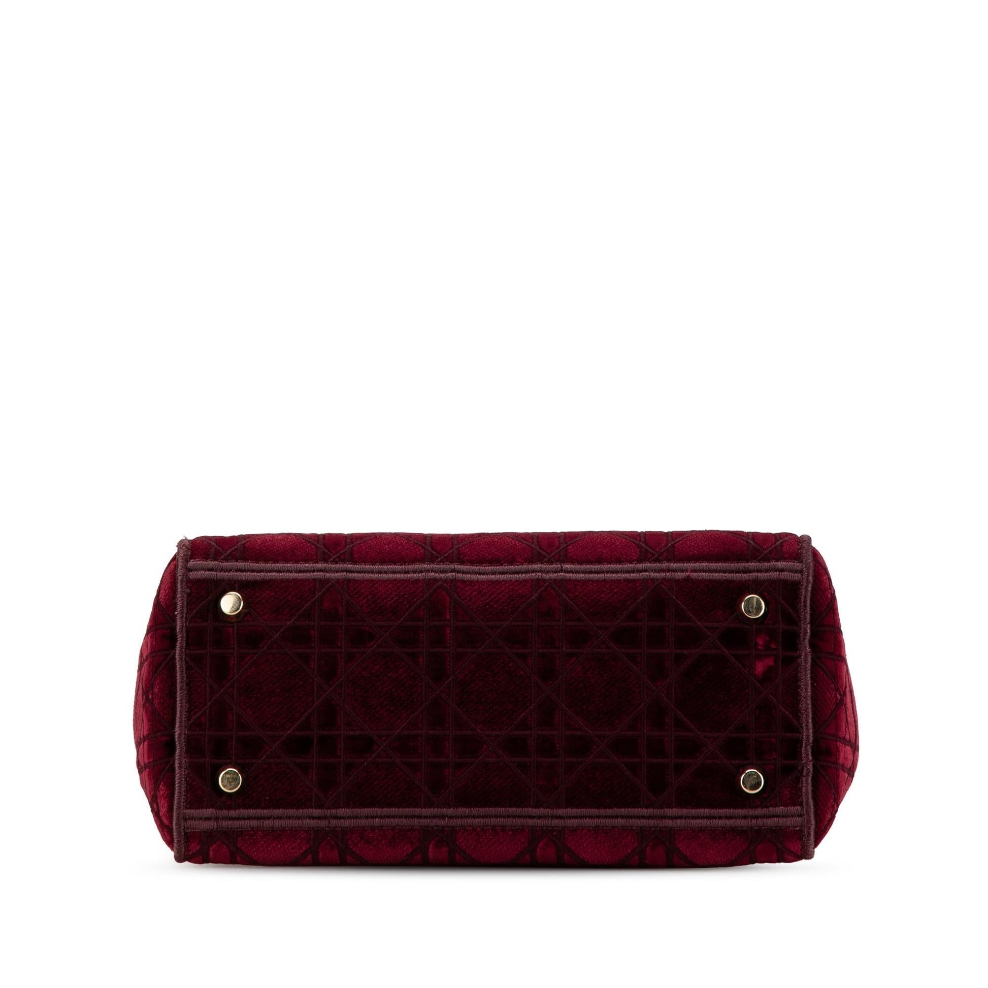 Dior Velvet Cannage Lady Lite Satchel Bag Medium