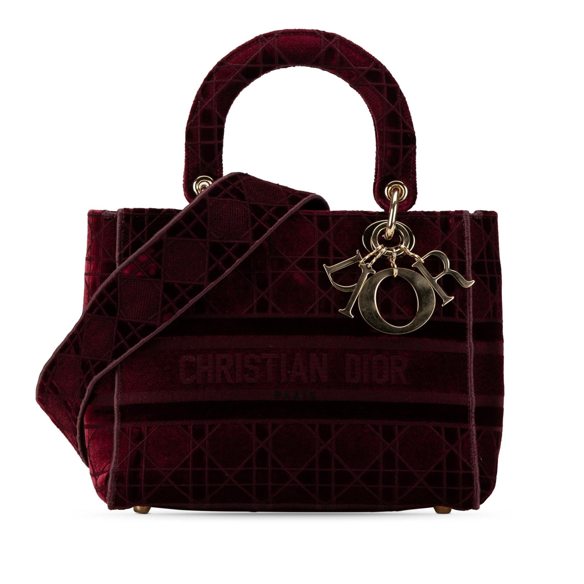 Dior Velvet Cannage Lady Lite Satchel Bag Medium