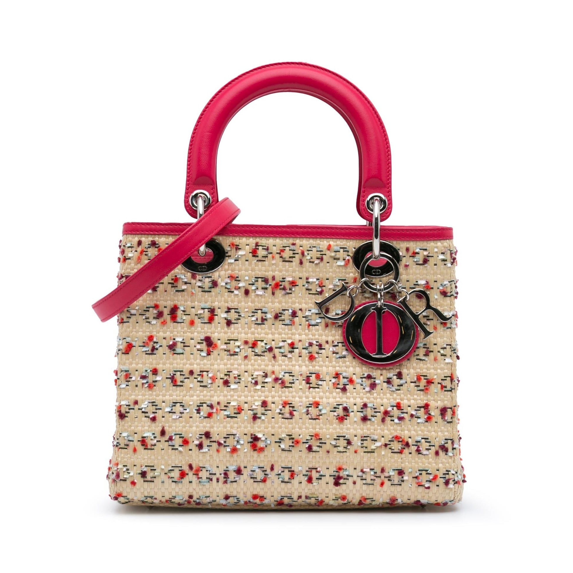 Dior Lady Satchel Bag Raffia Medium Woven
