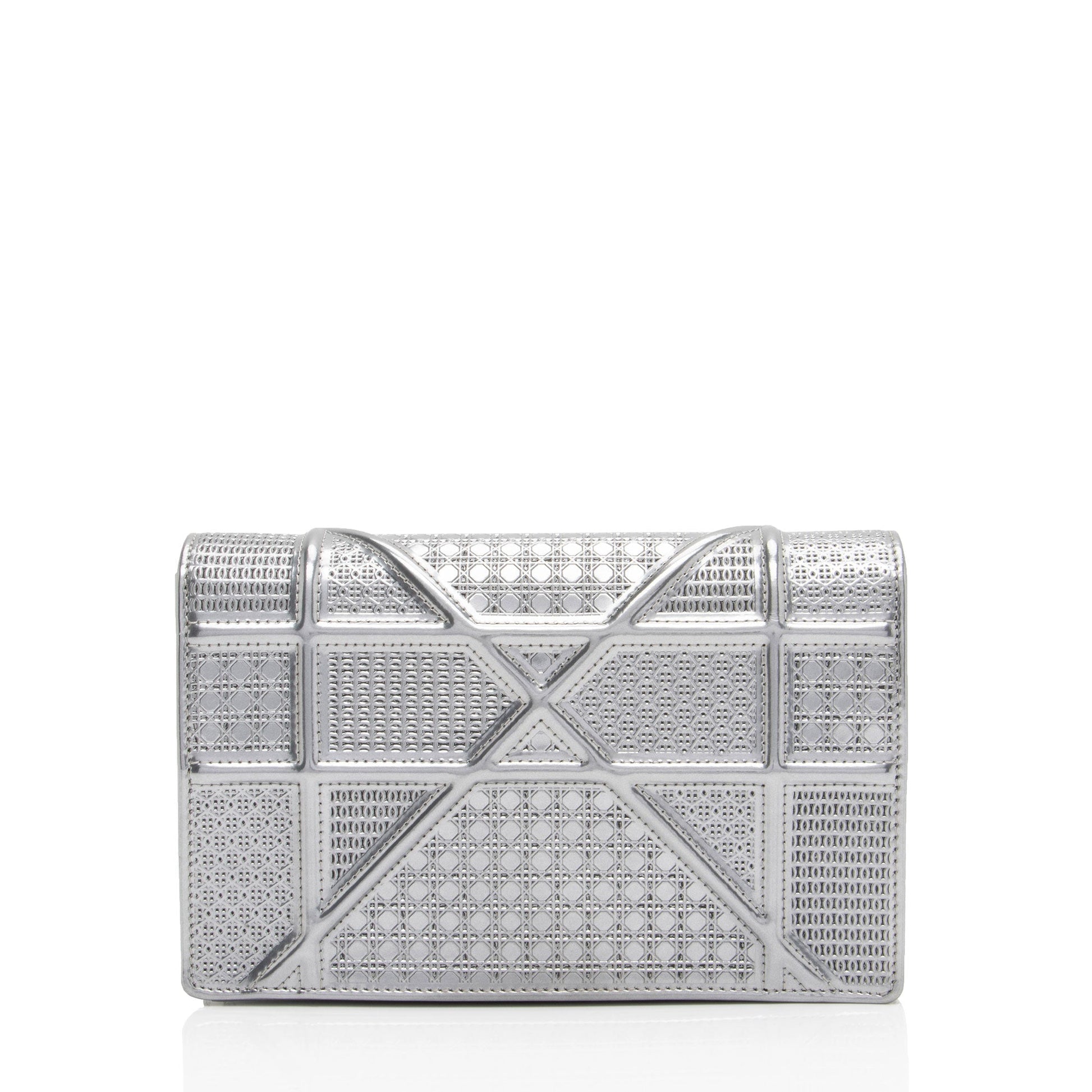 Dior Metallic Calfskin Cannage ama Wallet On Bag Shf Micro Chain Crossbody Bag