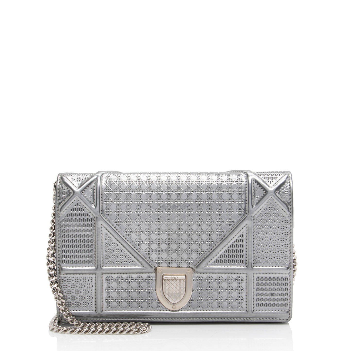 Dior Metallic Calfskin Cannage ama Wallet On Bag Shf Micro Chain Crossbody Bag