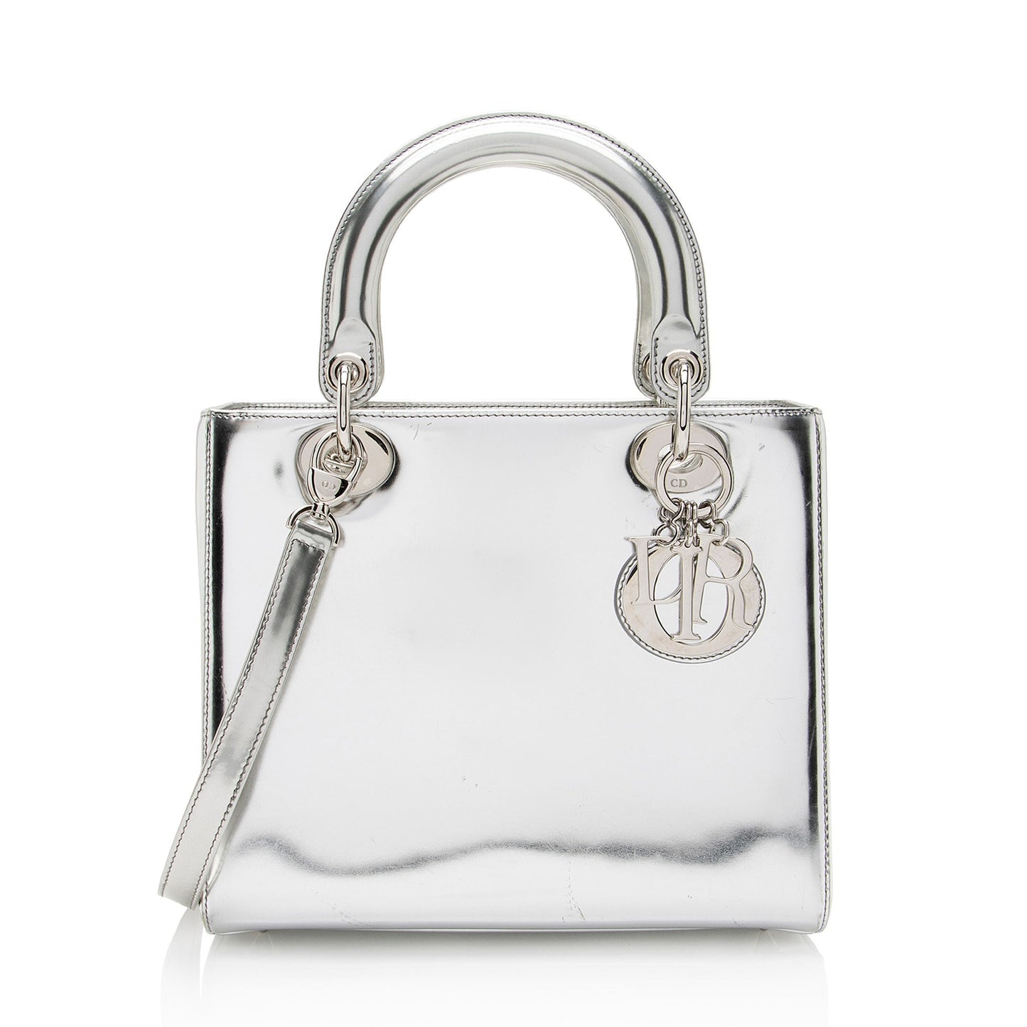 Dior Metallic Lady Tote Leather Patent Medium Tote Bag