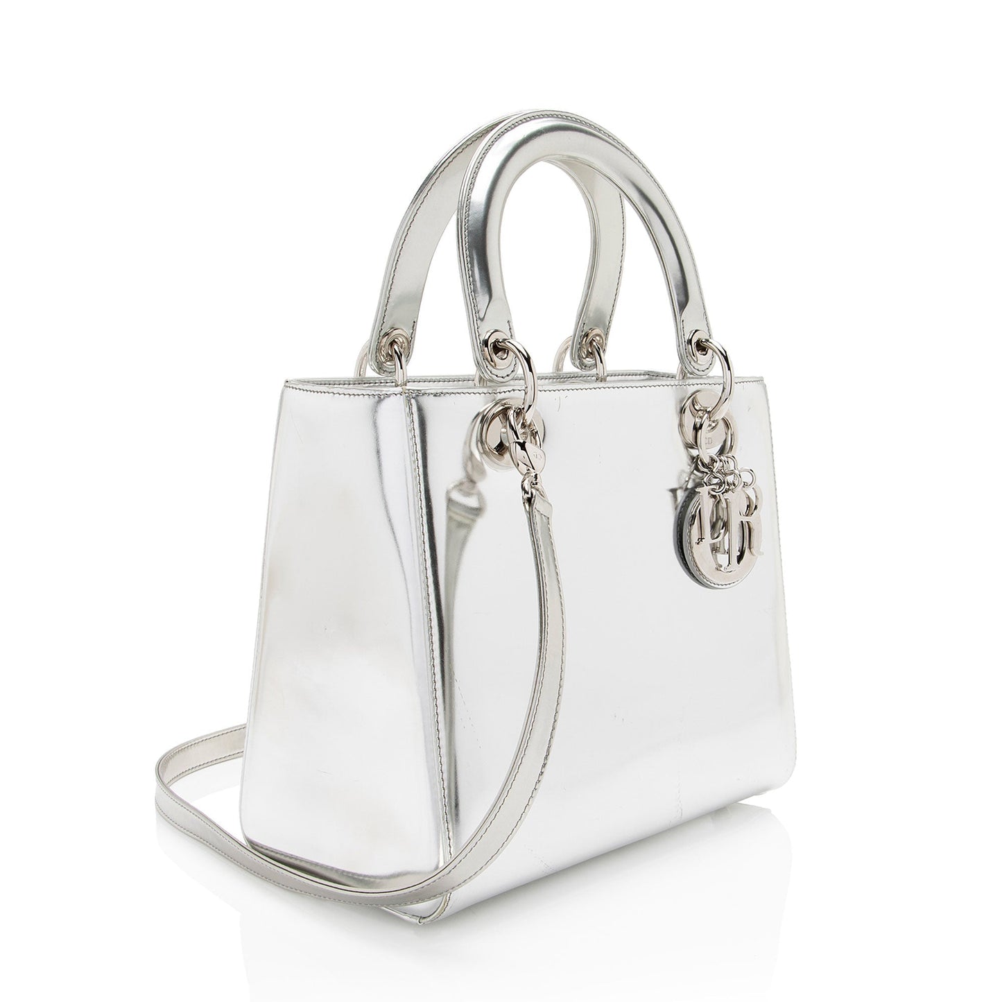 Dior Metallic Lady Tote Leather Patent Medium Tote Bag