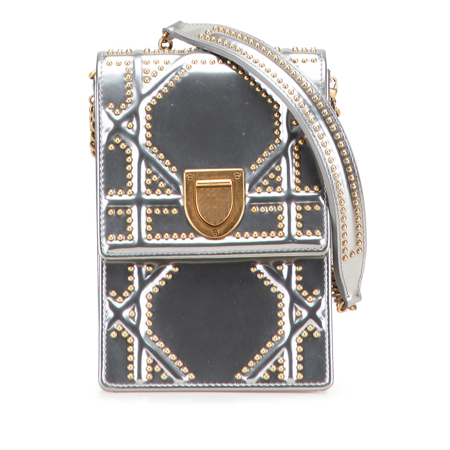 Dior Metallic Studded Calfskin Vertical ama Crossbody Bag Vertical Diorama 1