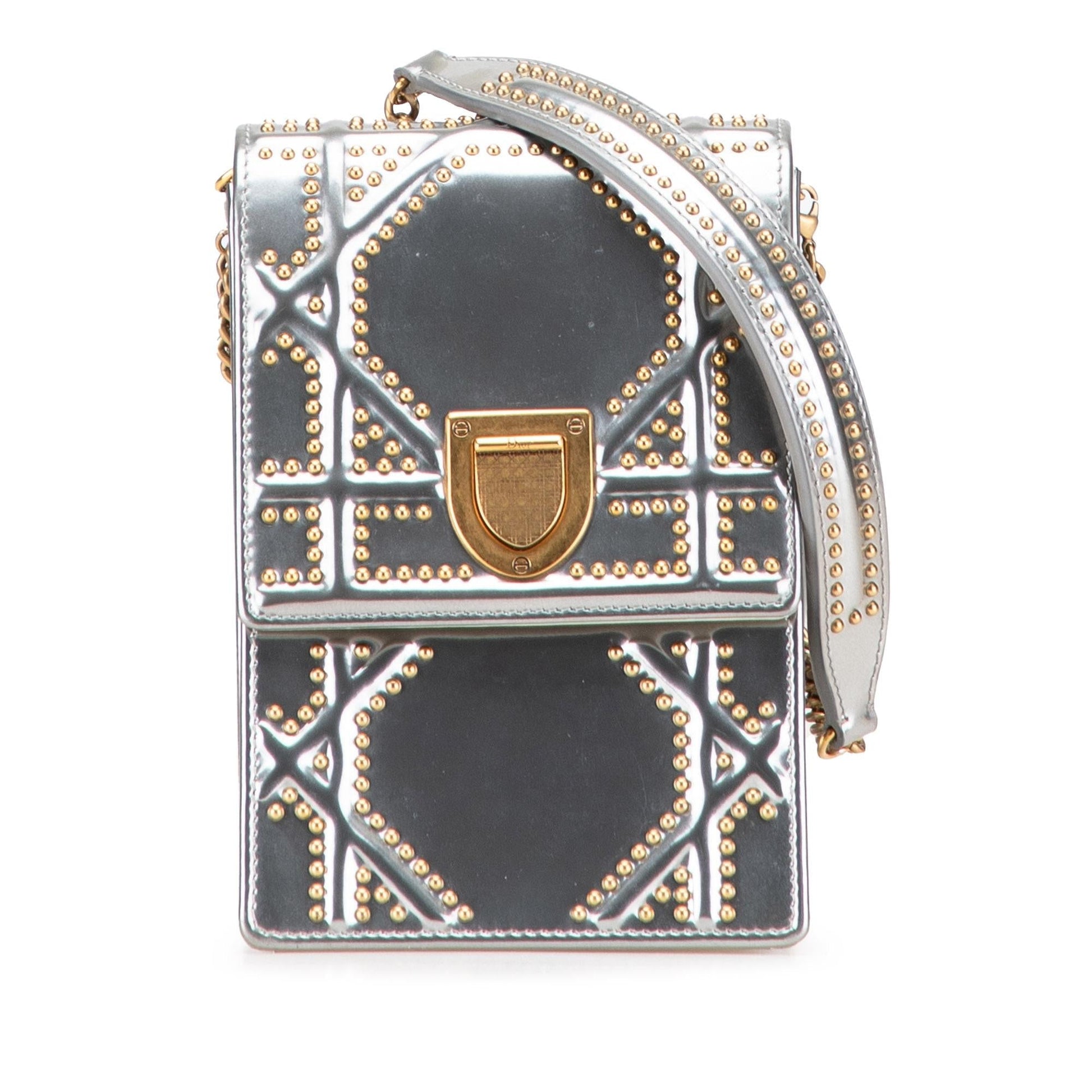 Dior Metallic Studded Calfskin Vertical ama Crossbody Bag Vertical Diorama 1