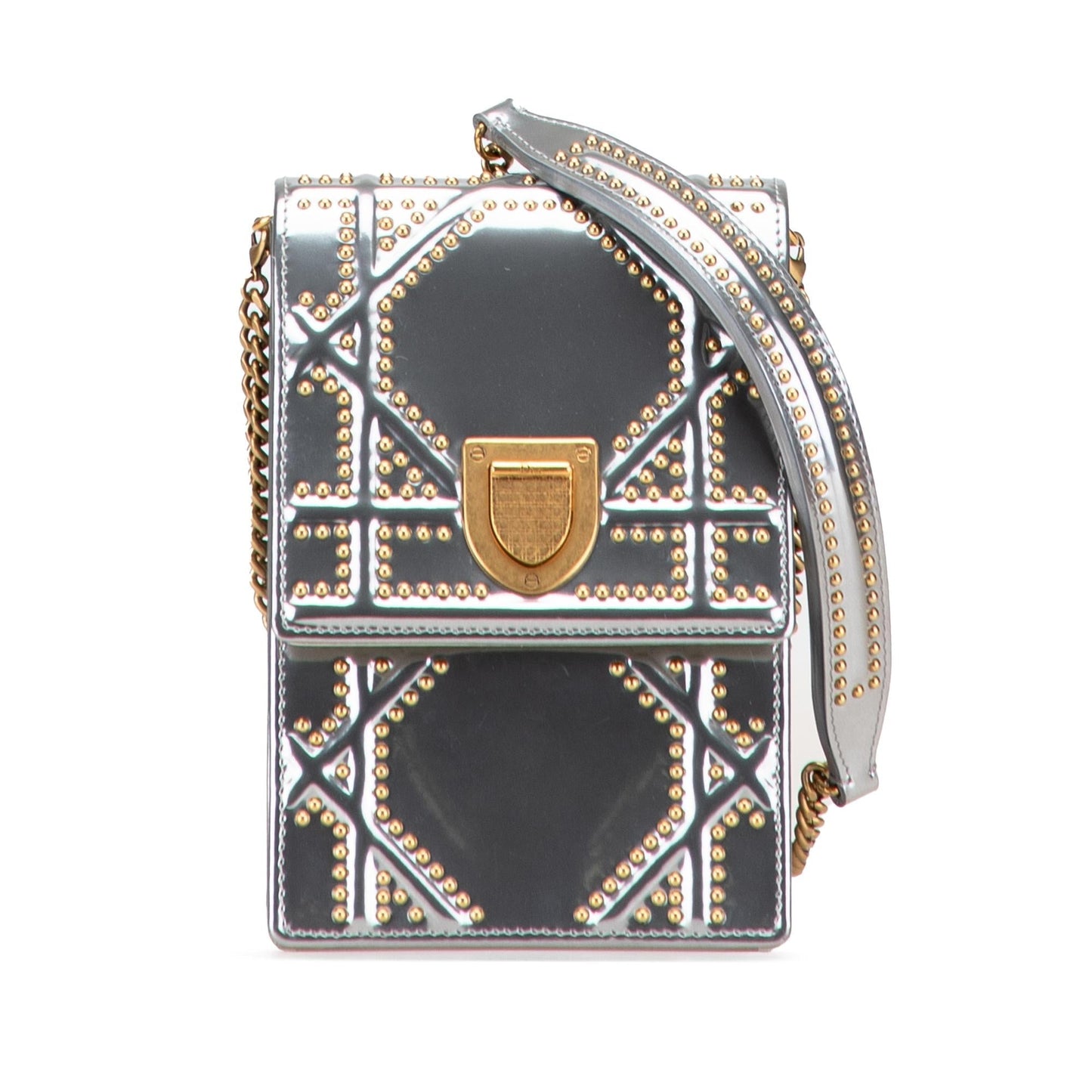Dior Metallic Studded Calfskin Vertical ama Crossbody Bag Vertical Diorama 2