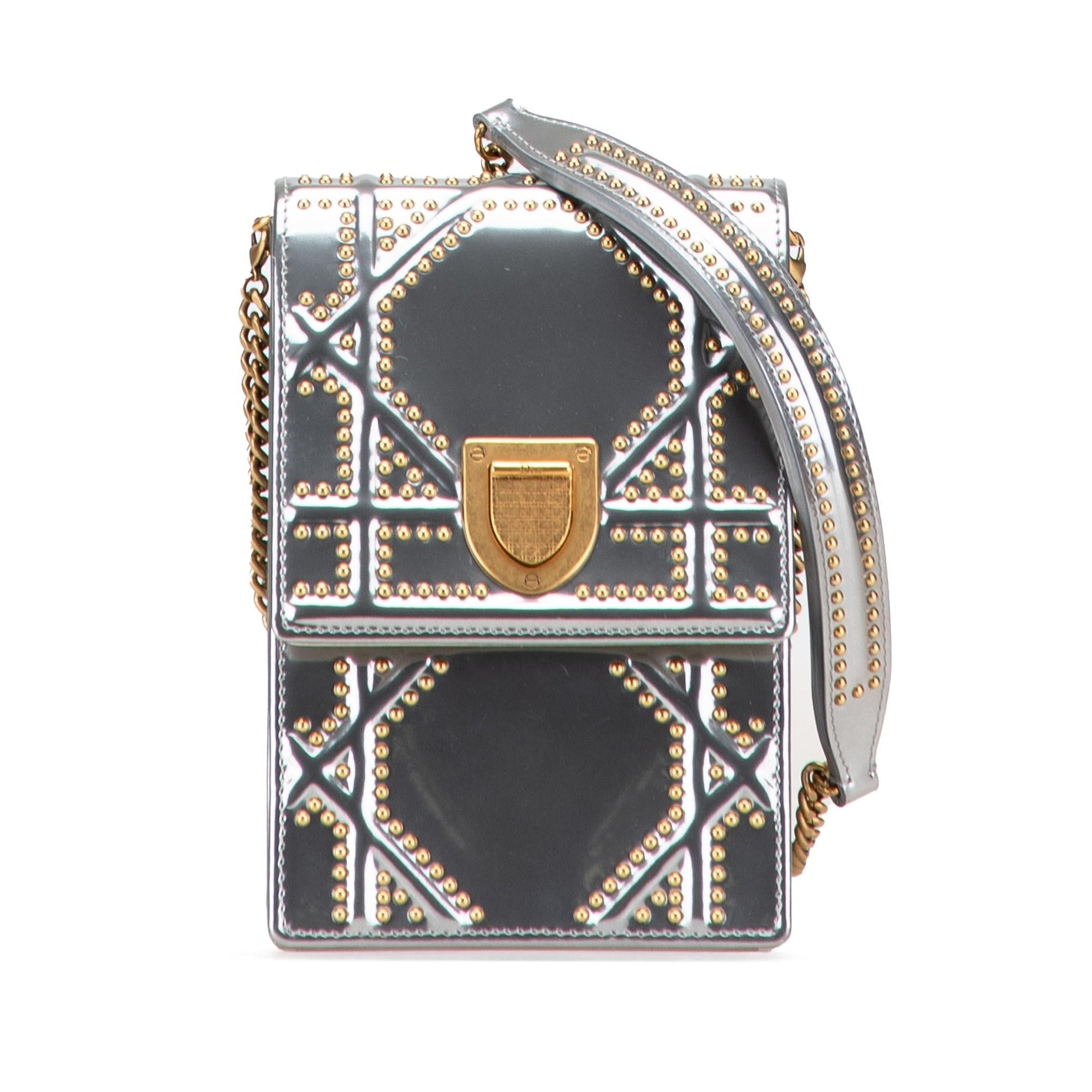 Dior Metallic Studded Calfskin Vertical ama Crossbody Bag Vertical Diorama 2