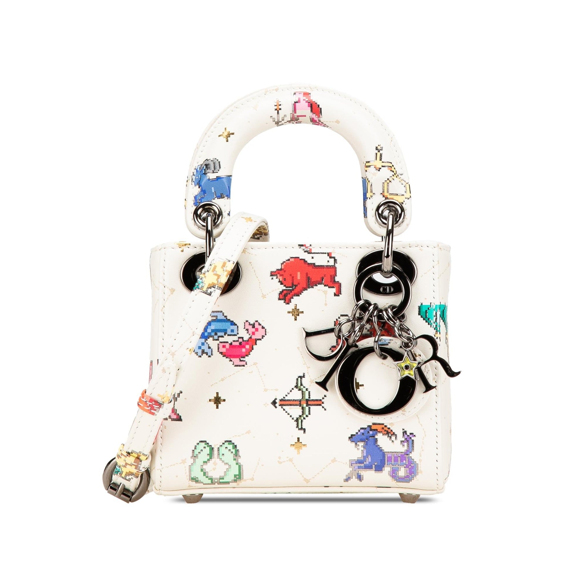 Dior Calfskin Pixel Zodiac Lady Satchel Bag Micro Lady Dior 1