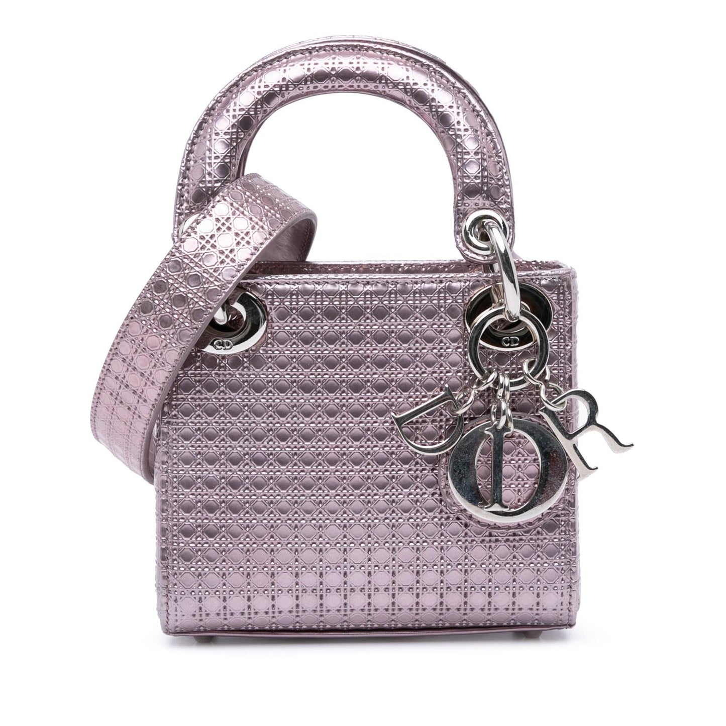 Dior Metallic Microcannage Lady Satchel Bag Patent
