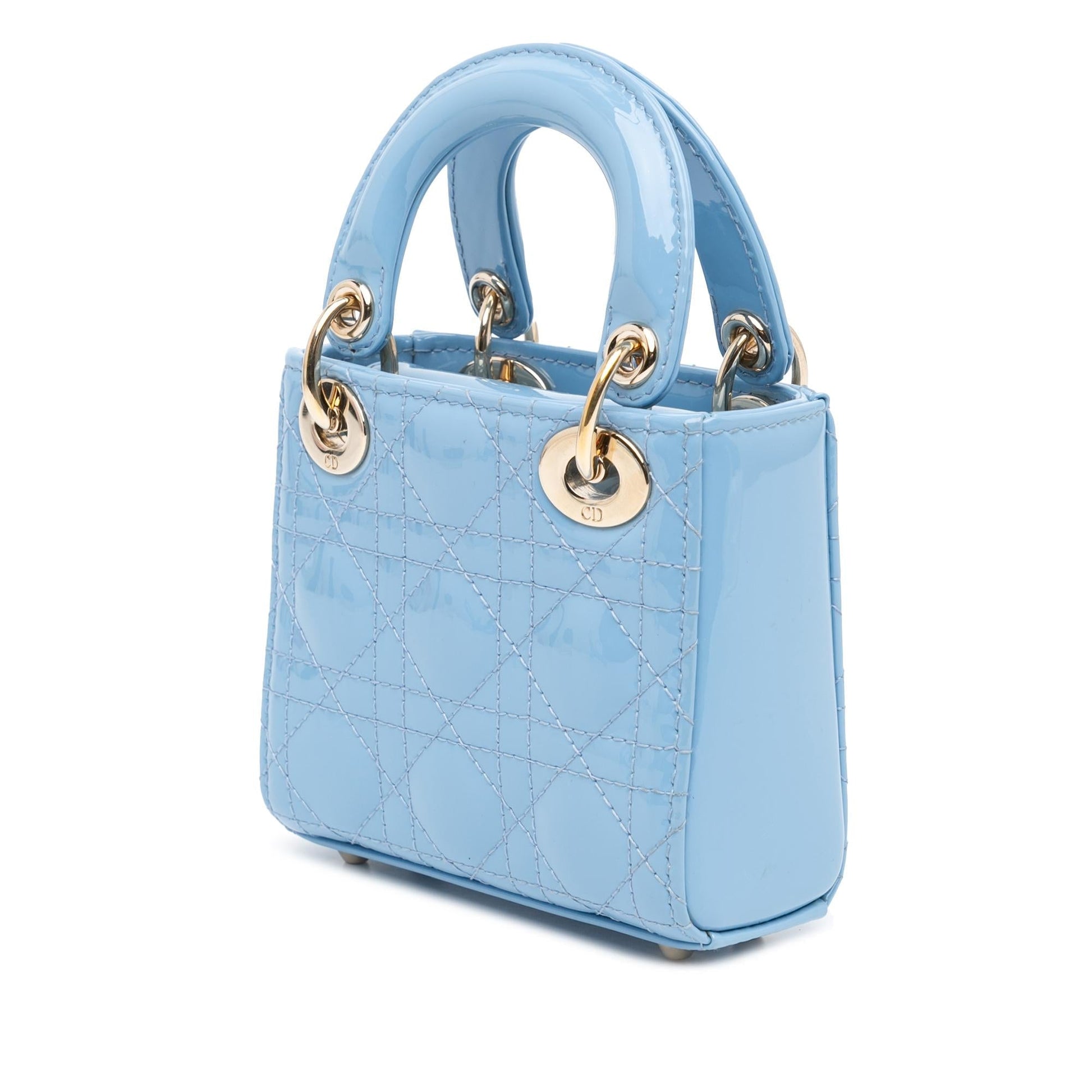 Dior Cannage Lady Satchel Bag Patent Micro
