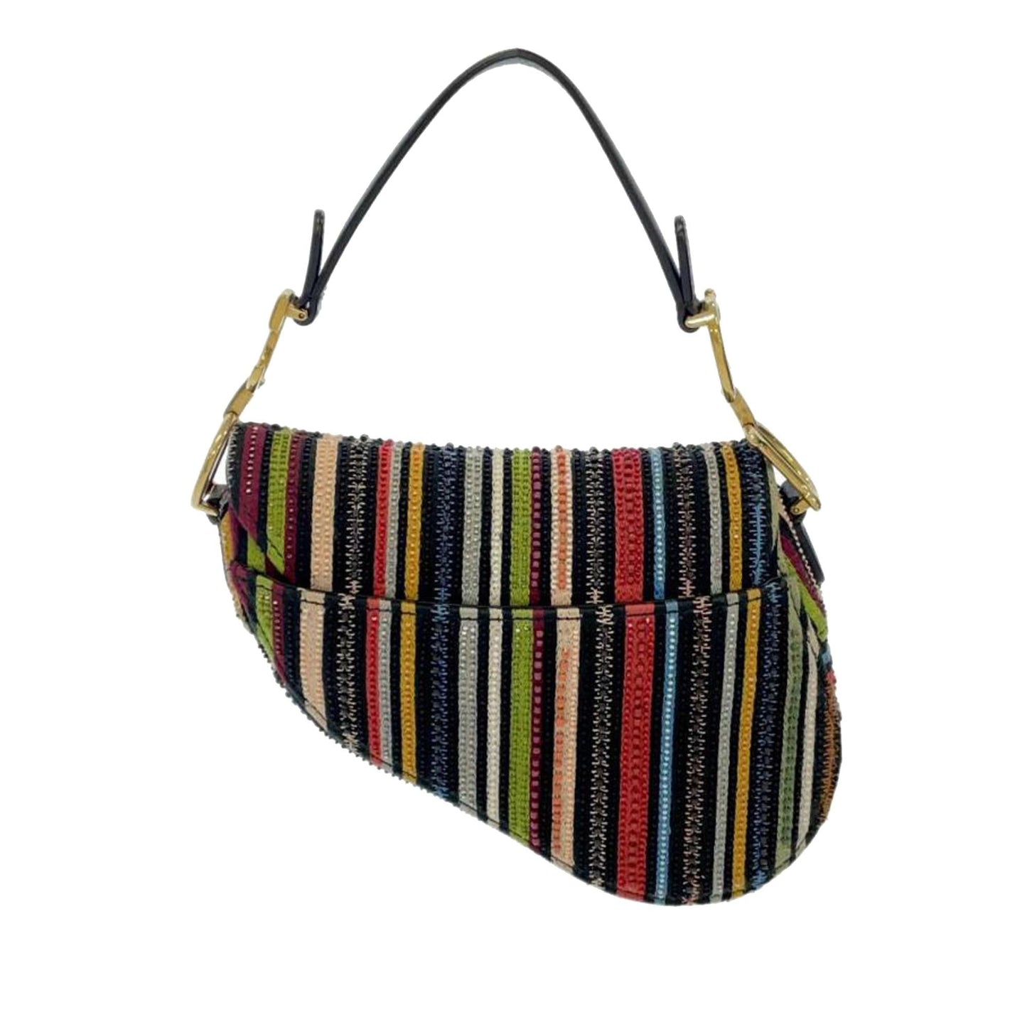 Dior Beaded Striped Saddle Shg Utwxun Handbag Canvas Mini Travel Bag