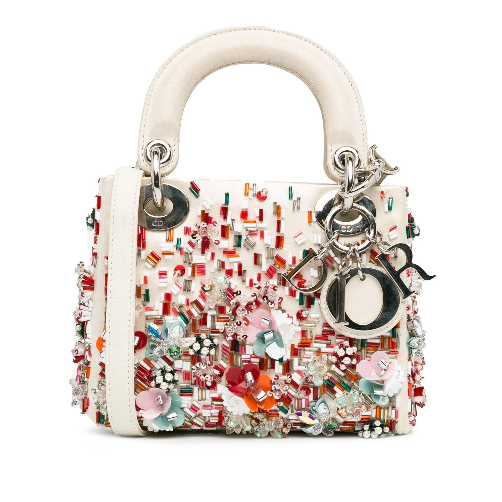 Dior Beaded Embellished Lady Shg Cobozk Satchel Bag Satin Mini