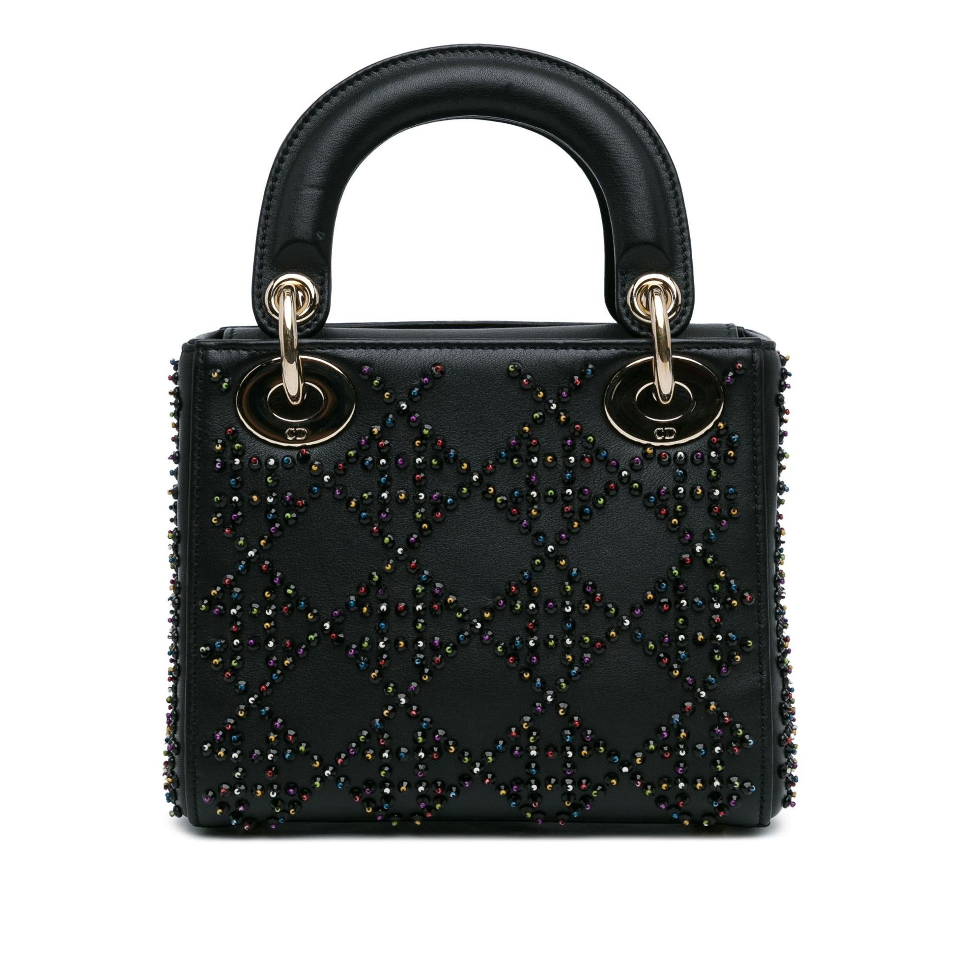 Dior Beaded Cannage Lady Shg T5Wyhy Satchel Bag Lambskin Mini