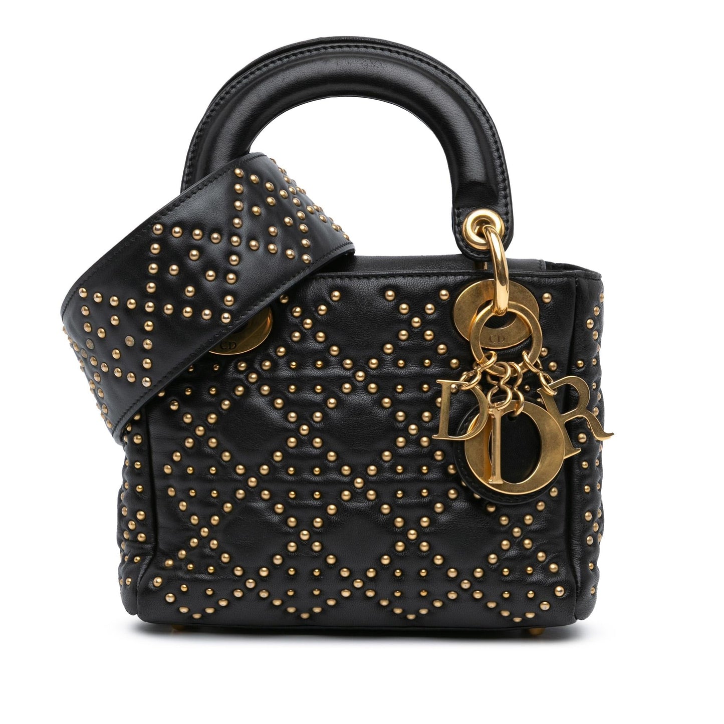 Dior Calfskin Cannage Studded Supple Lady Shg Dxubdm Satchel Mini Satchel Bag