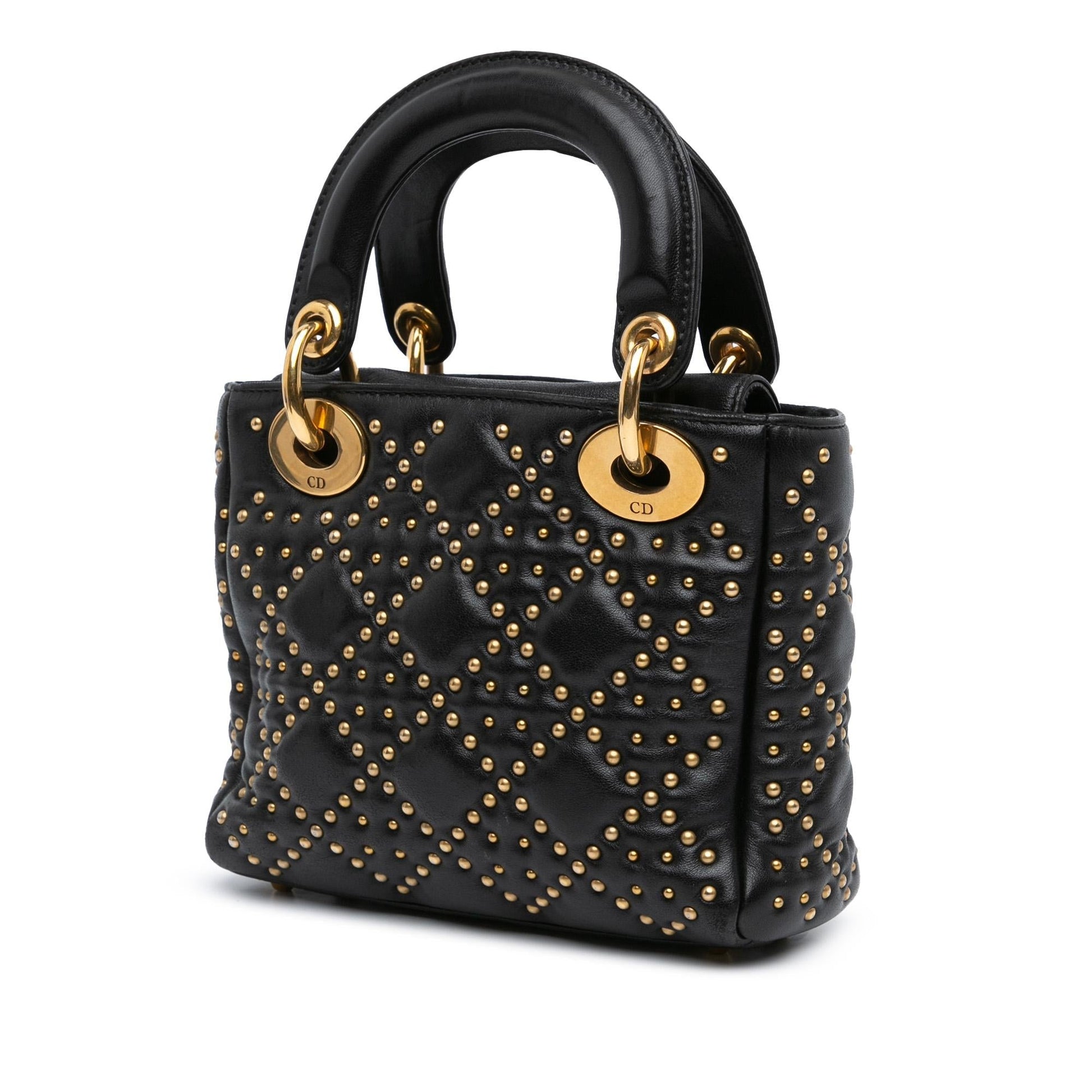 Dior Calfskin Cannage Studded Supple Lady Shg Dxubdm Satchel Mini Satchel Bag
