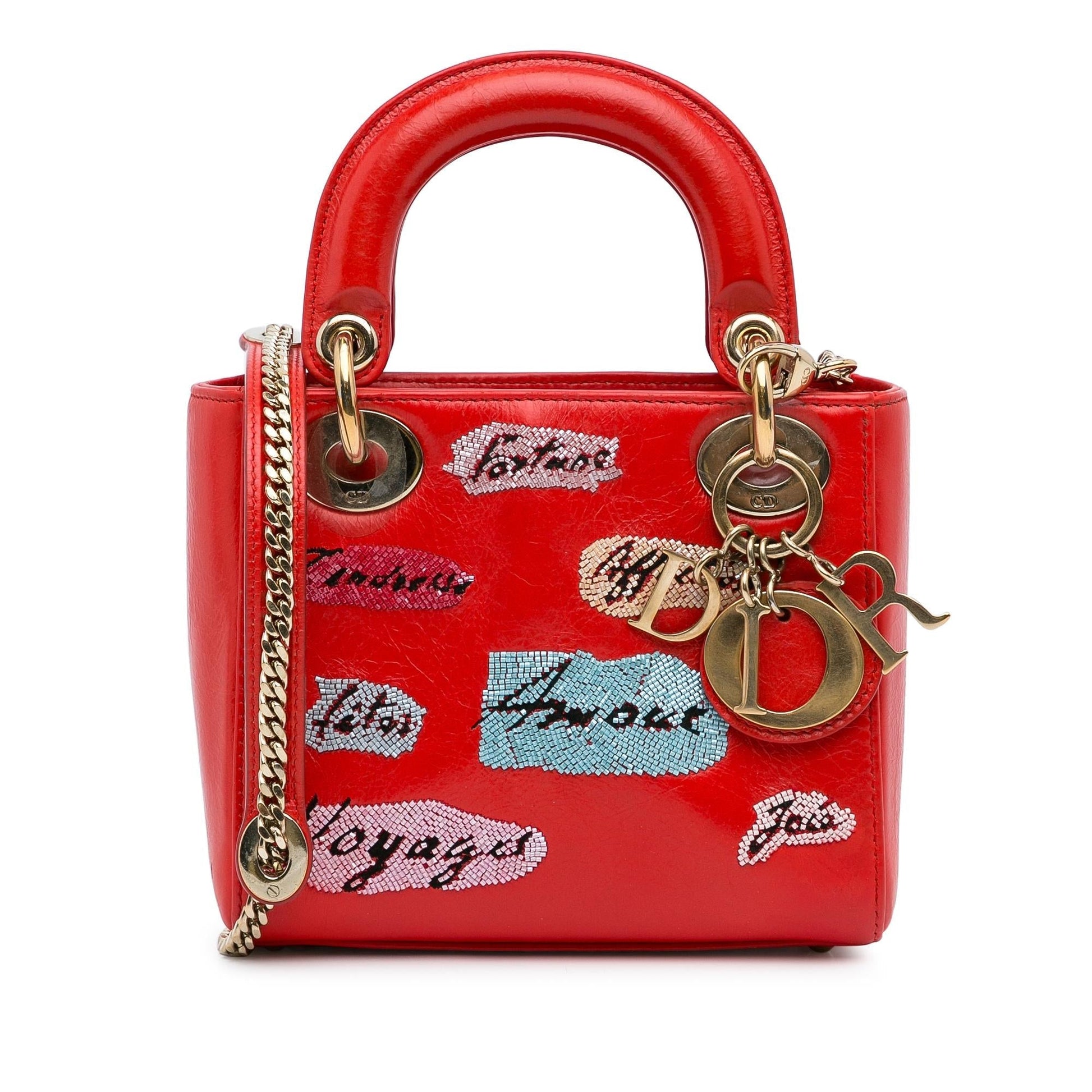 Dior Calfskin Sequin Embellished Lady Satchel Bag Mini Lady Dior 2