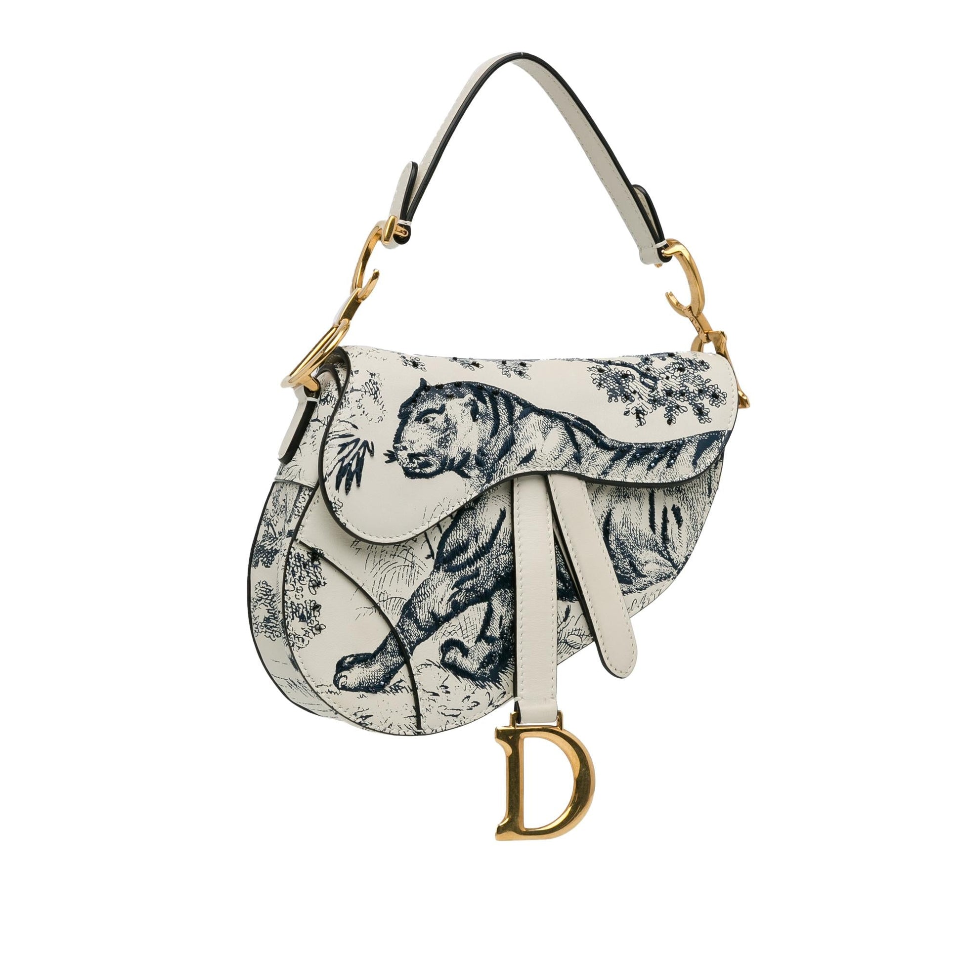 Dior Calfskin Toile De Jouy Saddle Bag Shg Pyknsl Mini Shoulder Bag