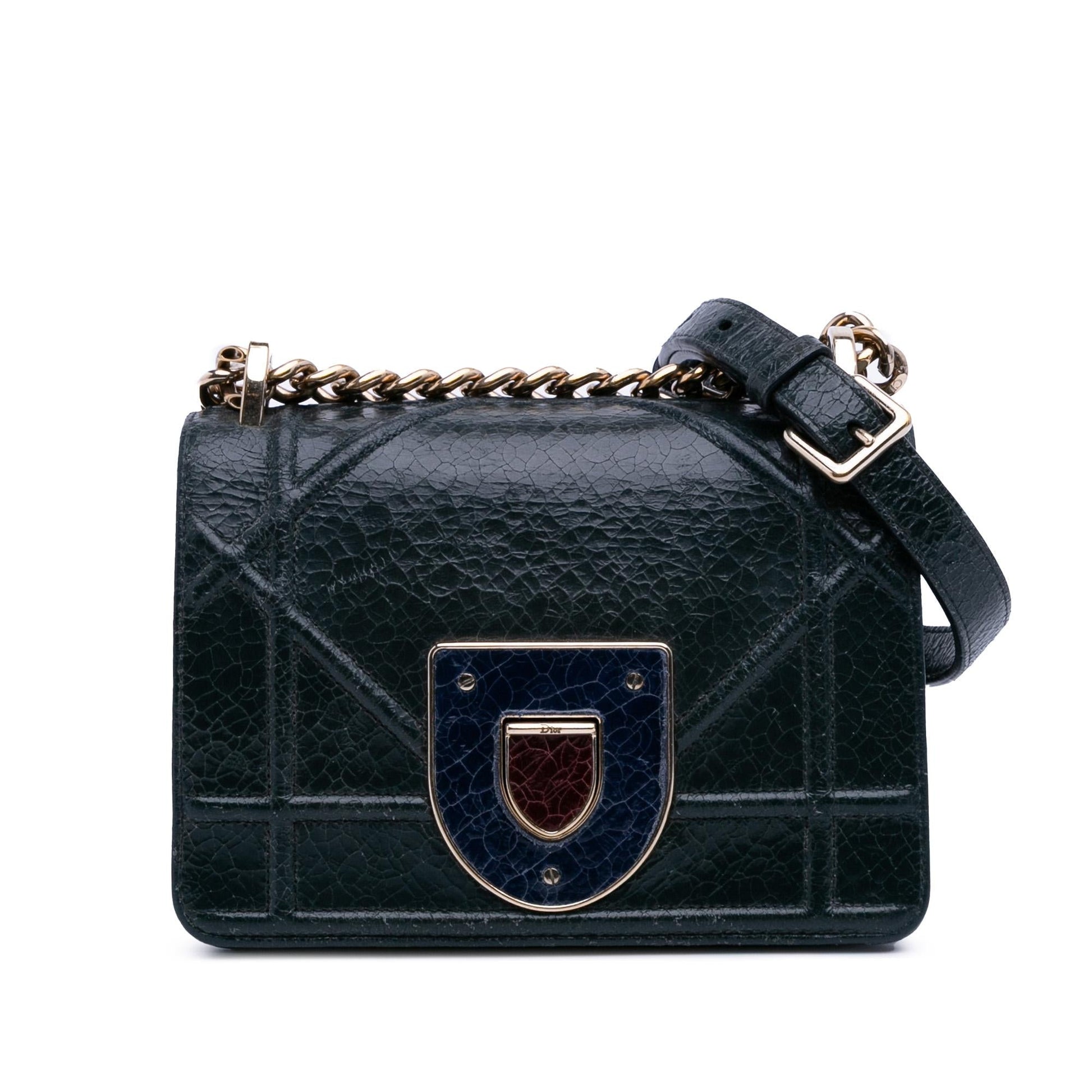 Dior Crackled Deerskin ama Crossbody Bag Mini Flap