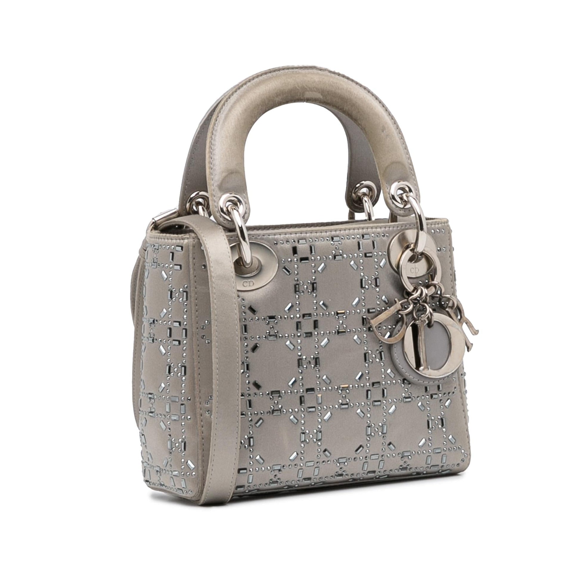 Dior Crystal Embellished Lady Shg Aoljqe Satchel Bag Satin Mini