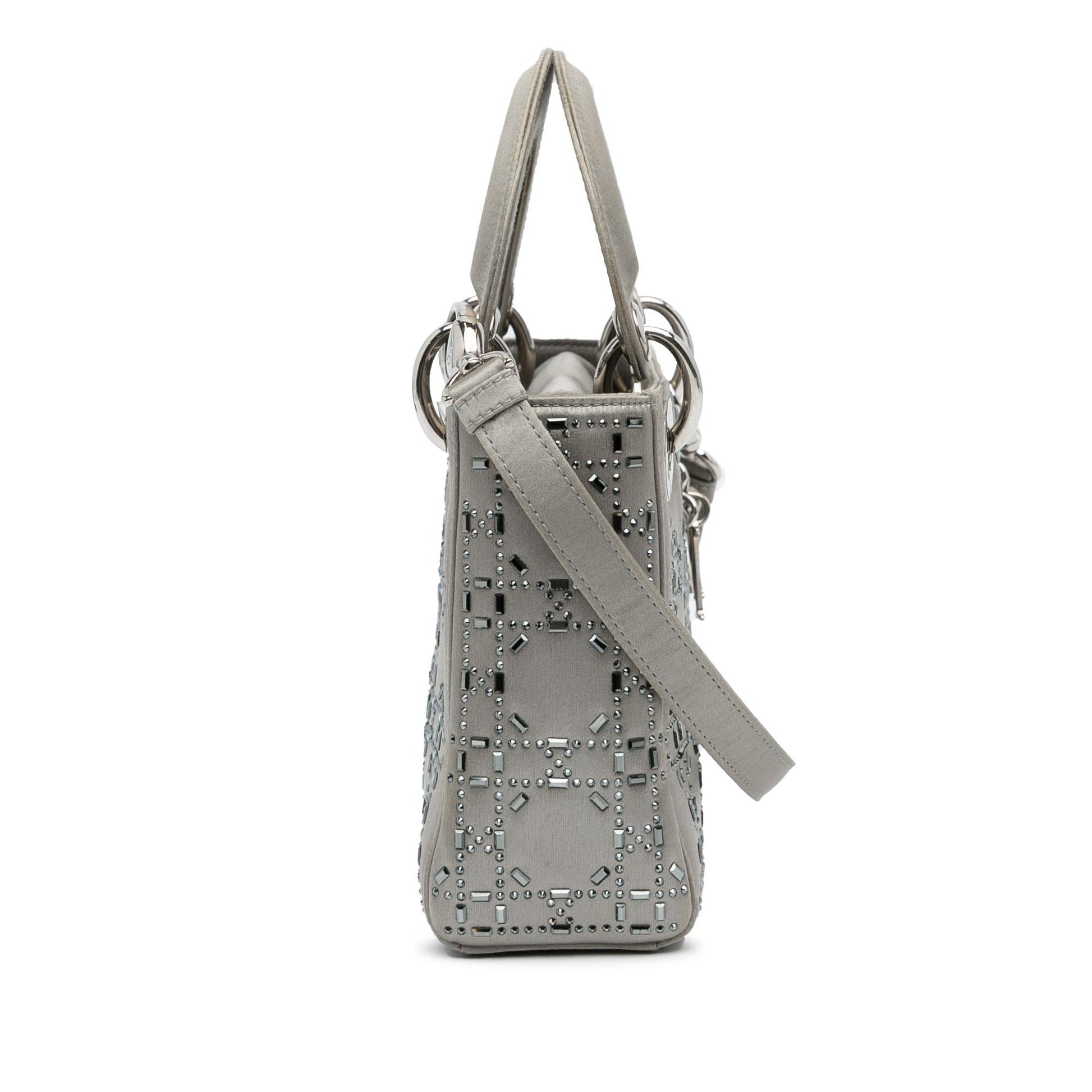 Dior Crystal Embellished Lady Shg S77Lca Satchel Bag Satin Mini
