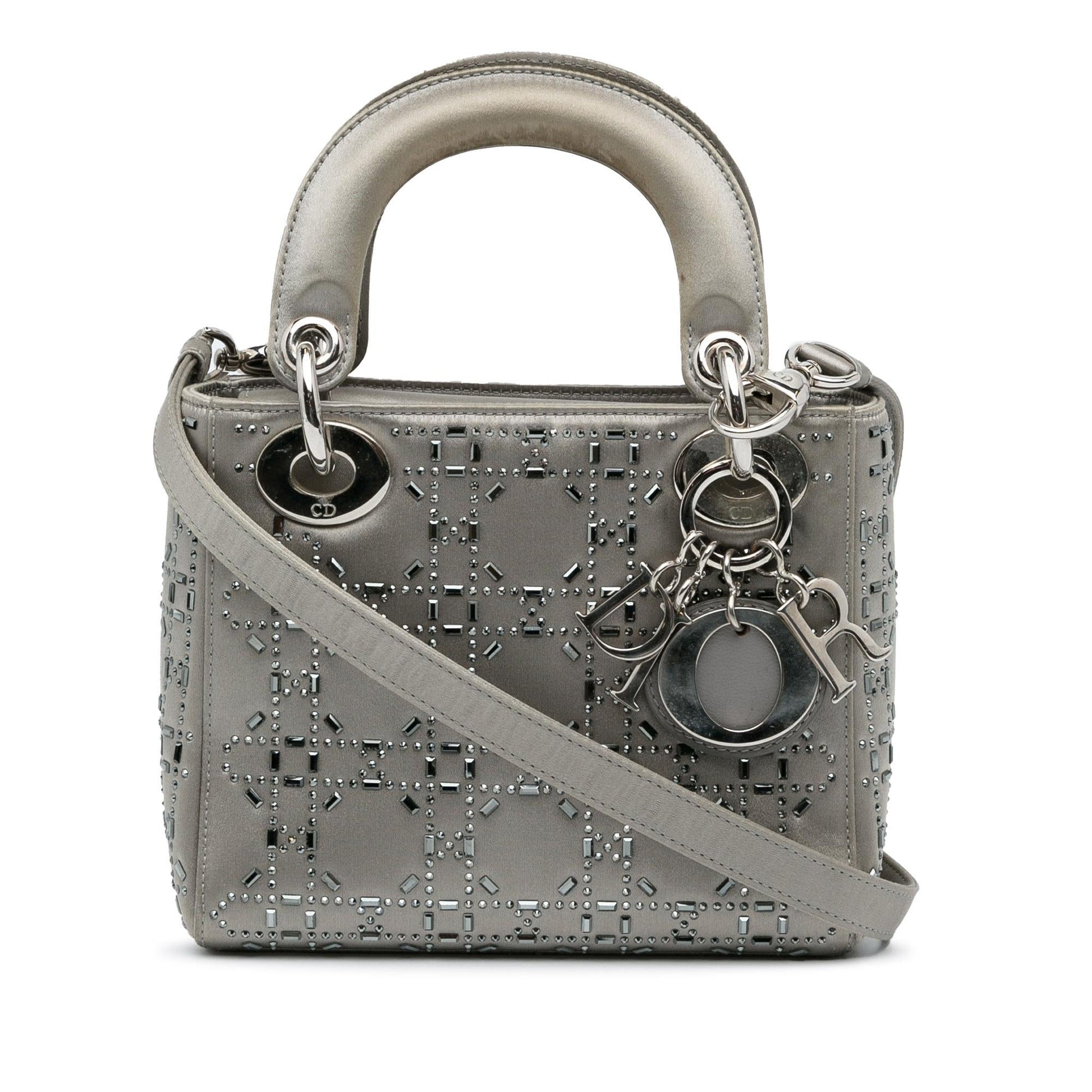 Dior Crystal Embellished Lady Shg S77Lca Satchel Bag Satin Mini