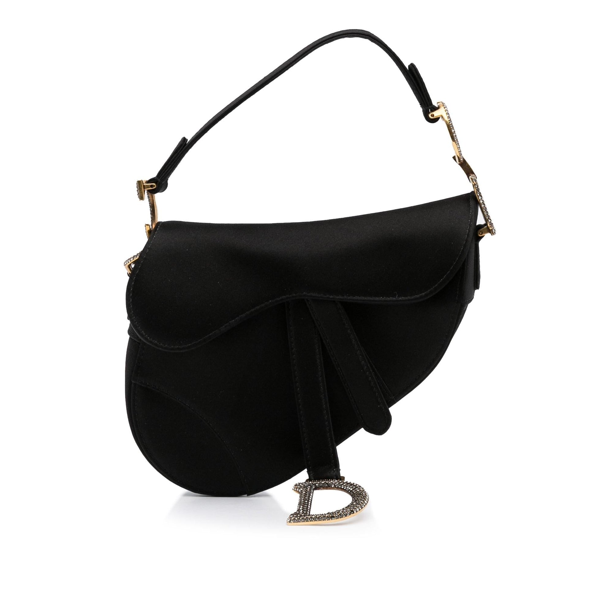 Dior Crystal Embellished Saddle Bag Shg Jra98V Satin Mini Satchel Bag