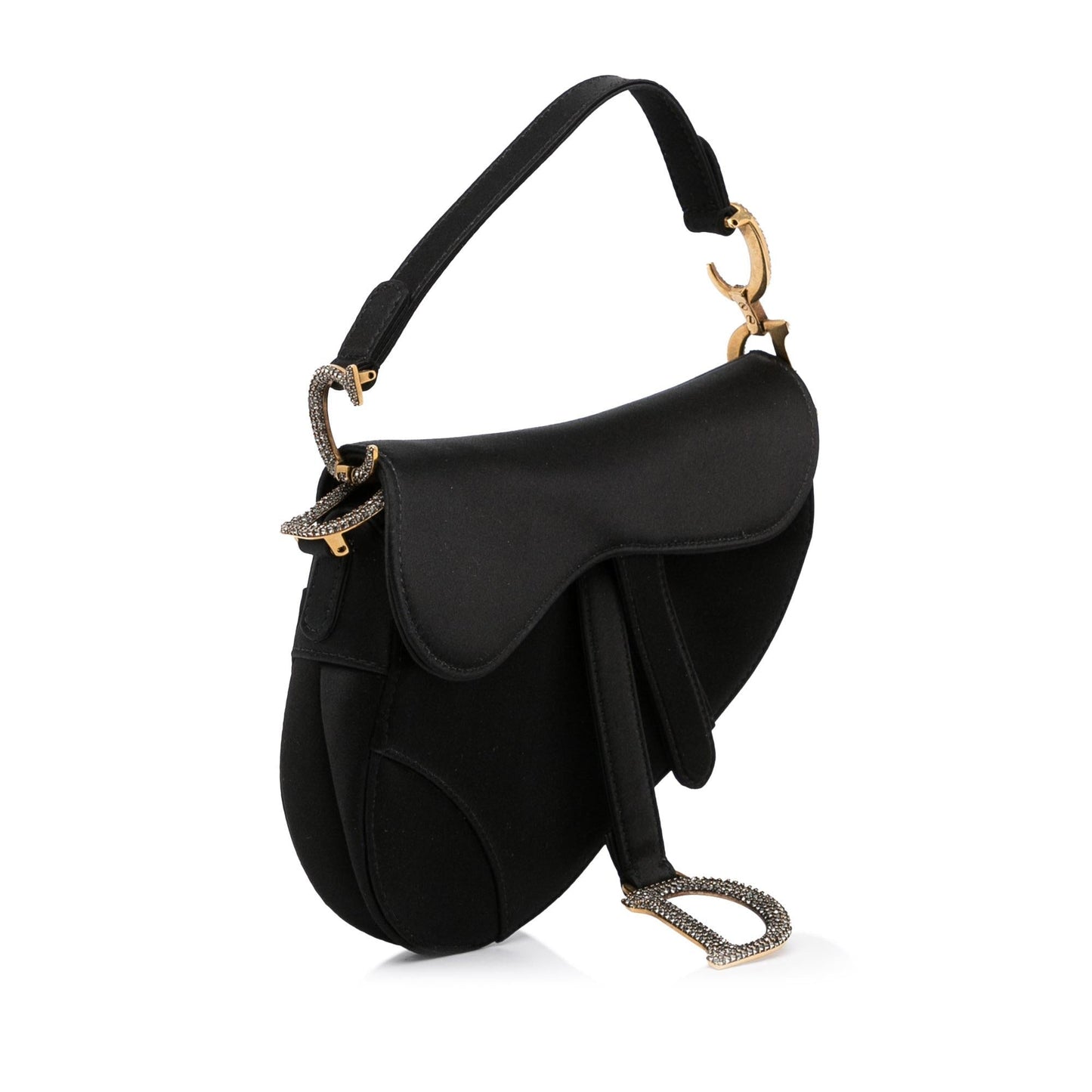 Dior Crystal Embellished Saddle Bag Shg Jra98V Satin Mini Satchel Bag
