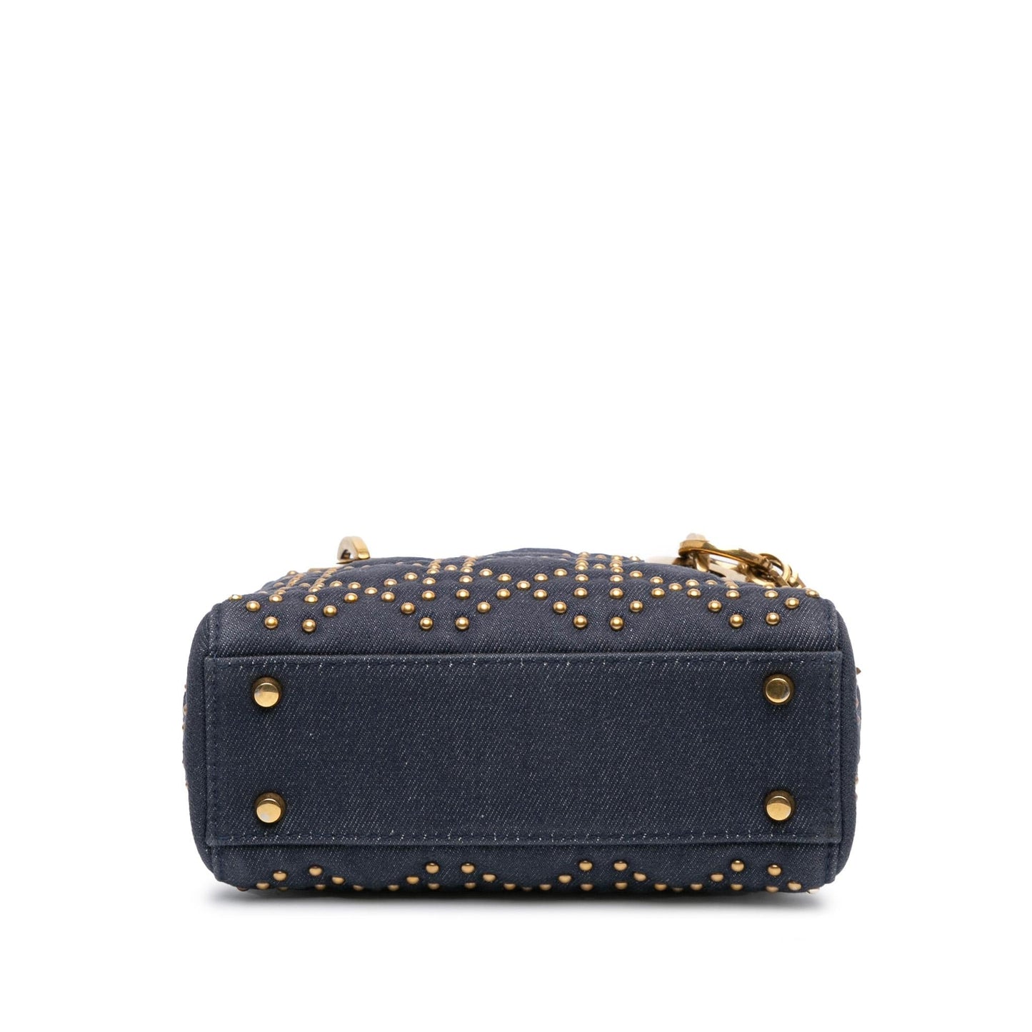 Dior Cannage Studded Supple Lady Satchel Bag Denim Mini Lady Dior 1