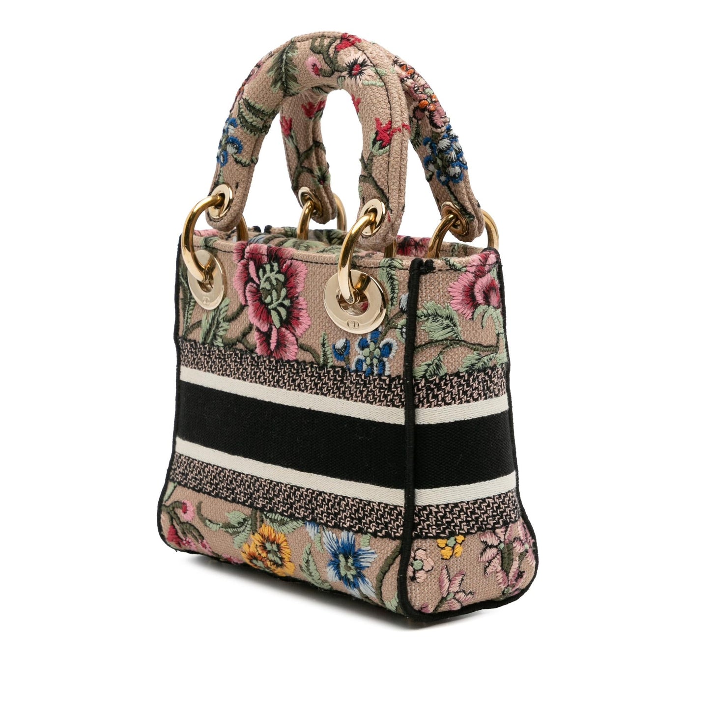 Dior Mille Fleurs Lady Lite Satchel Bag Canvas Mini Embroidered