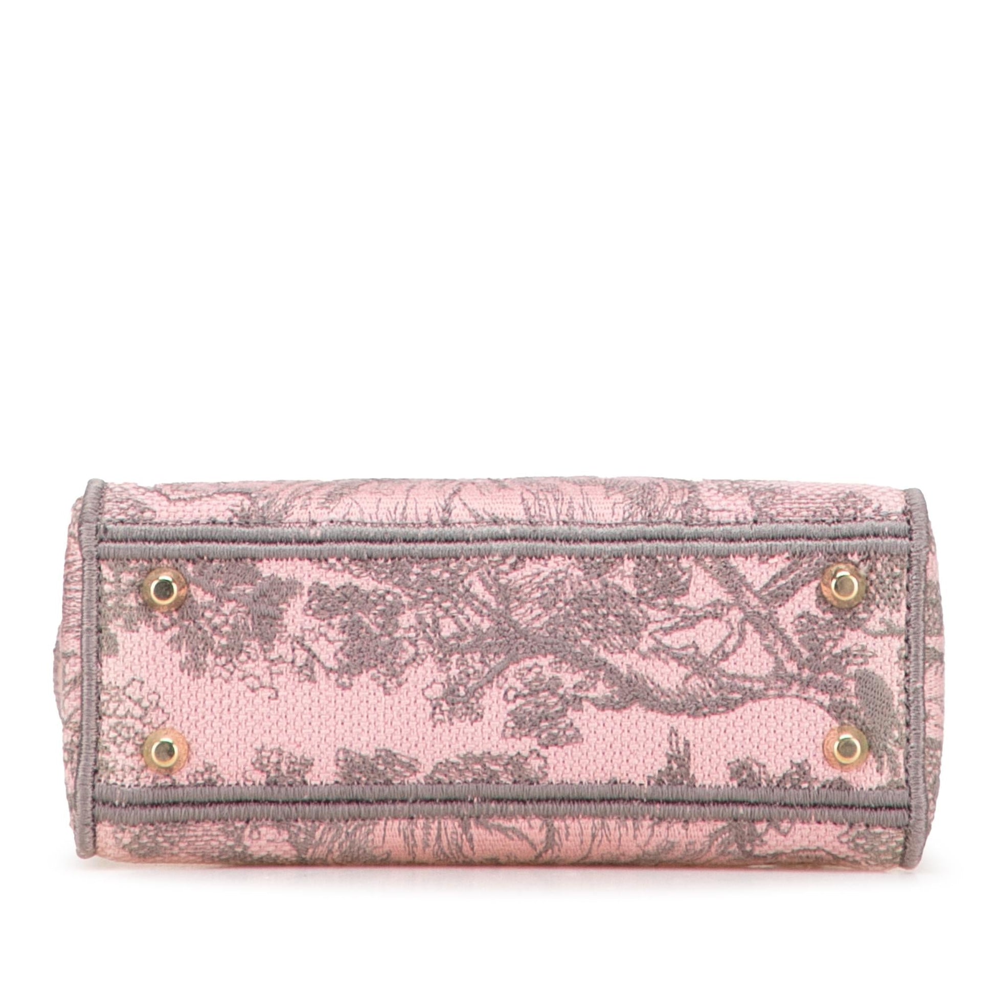 Dior Toile De Jouy Lady Lite Satchel Bag Canvas Mini Embroidered