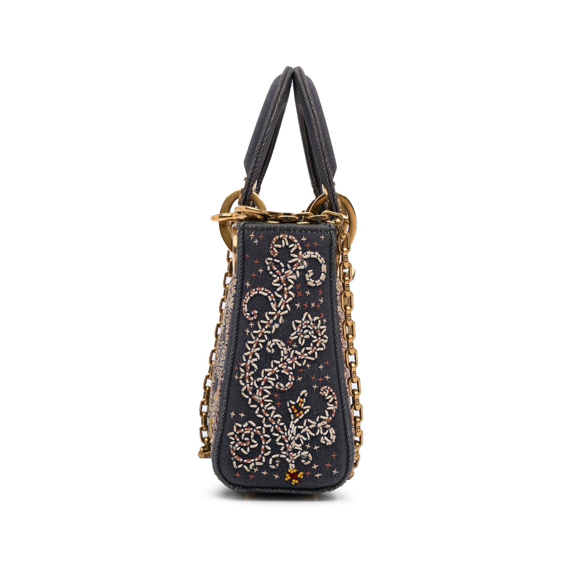 Dior Lady Shg Esdcmm Shoulder Bag Denim Mini Embroidered