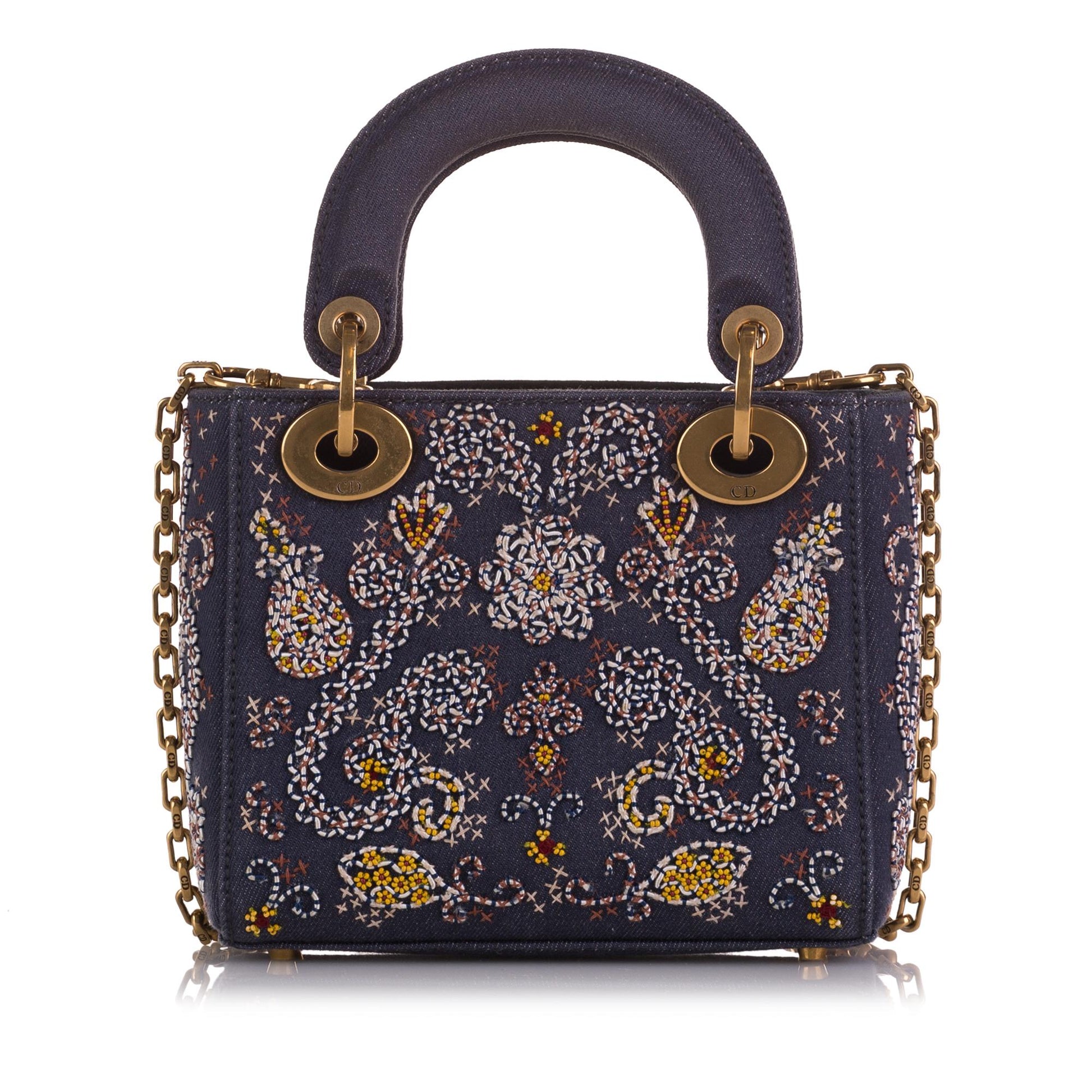 Dior Lady Shg Wlcg5E Satchel Bag Denim Mini Embroidered