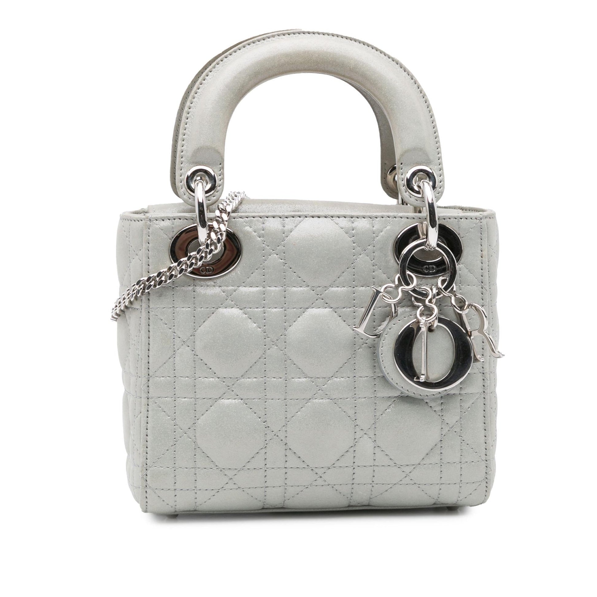 Dior Iridescent Cannage Lady Satchel Bag Lambskin Mini