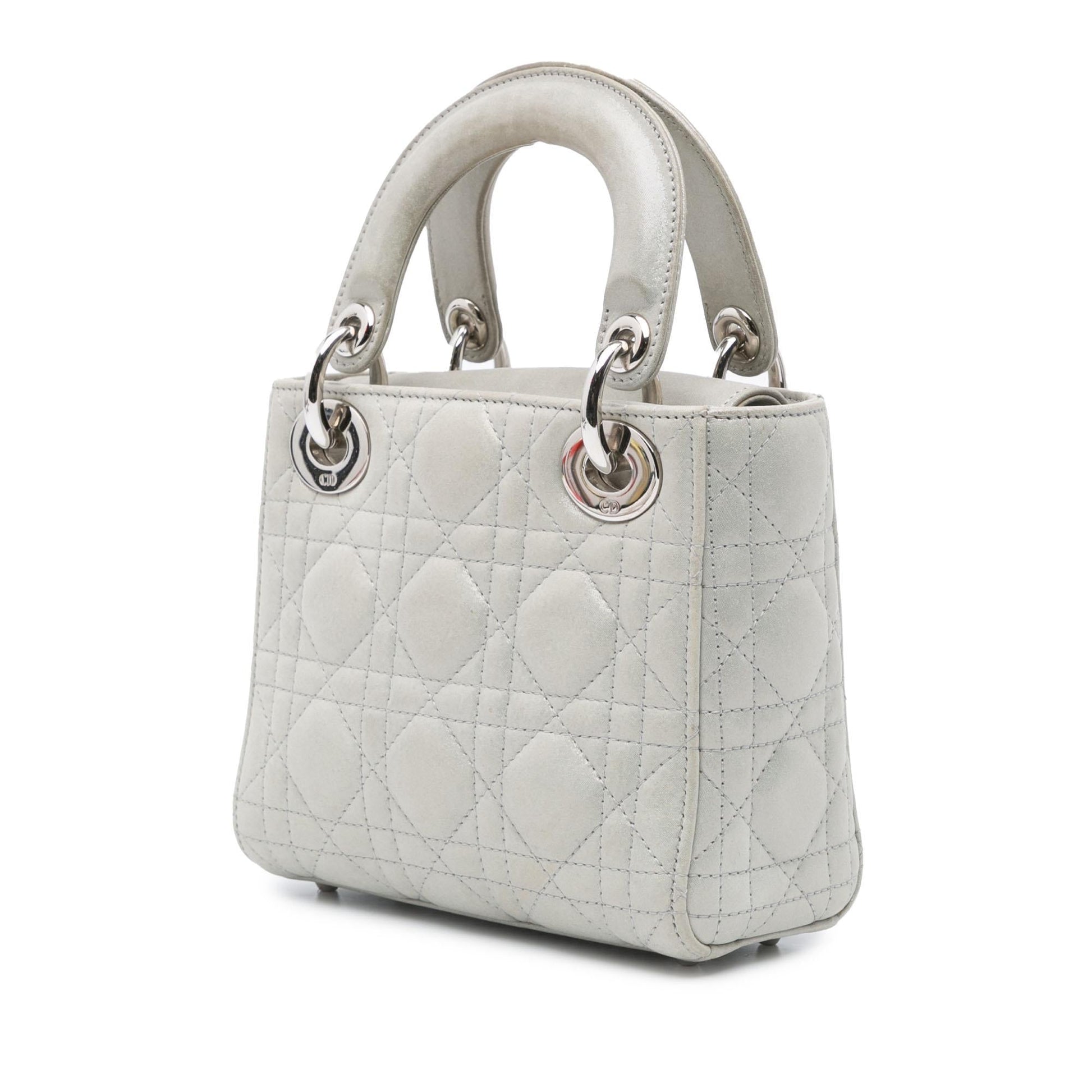 Dior Iridescent Cannage Lady Satchel Bag Lambskin Mini