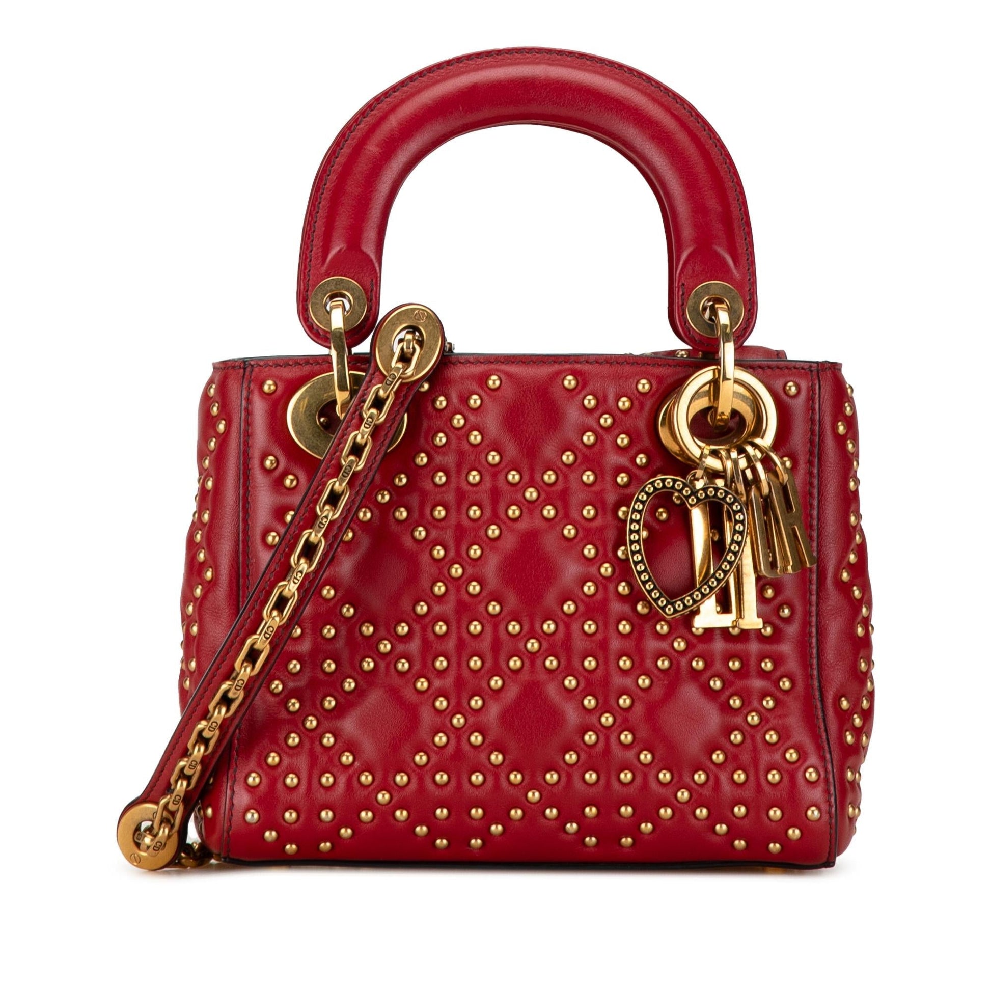 Dior Cannage Studded Supple Lady Shg Fo71Iv Satchel Bag Lambskin Mini